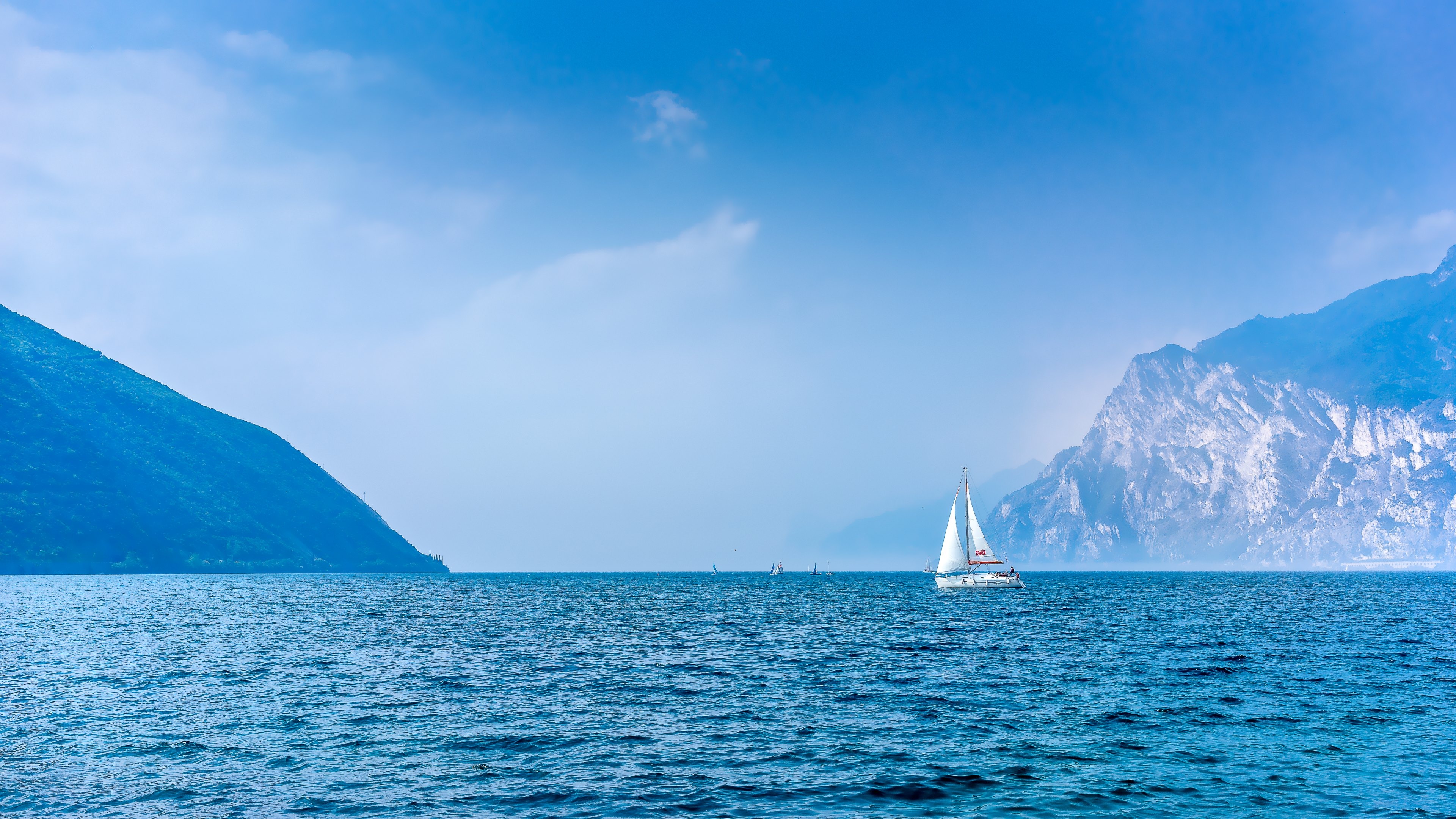Sailing: An active water sport, A voyage at the sea, Yachting, Boating. 3840x2160 4K Background.