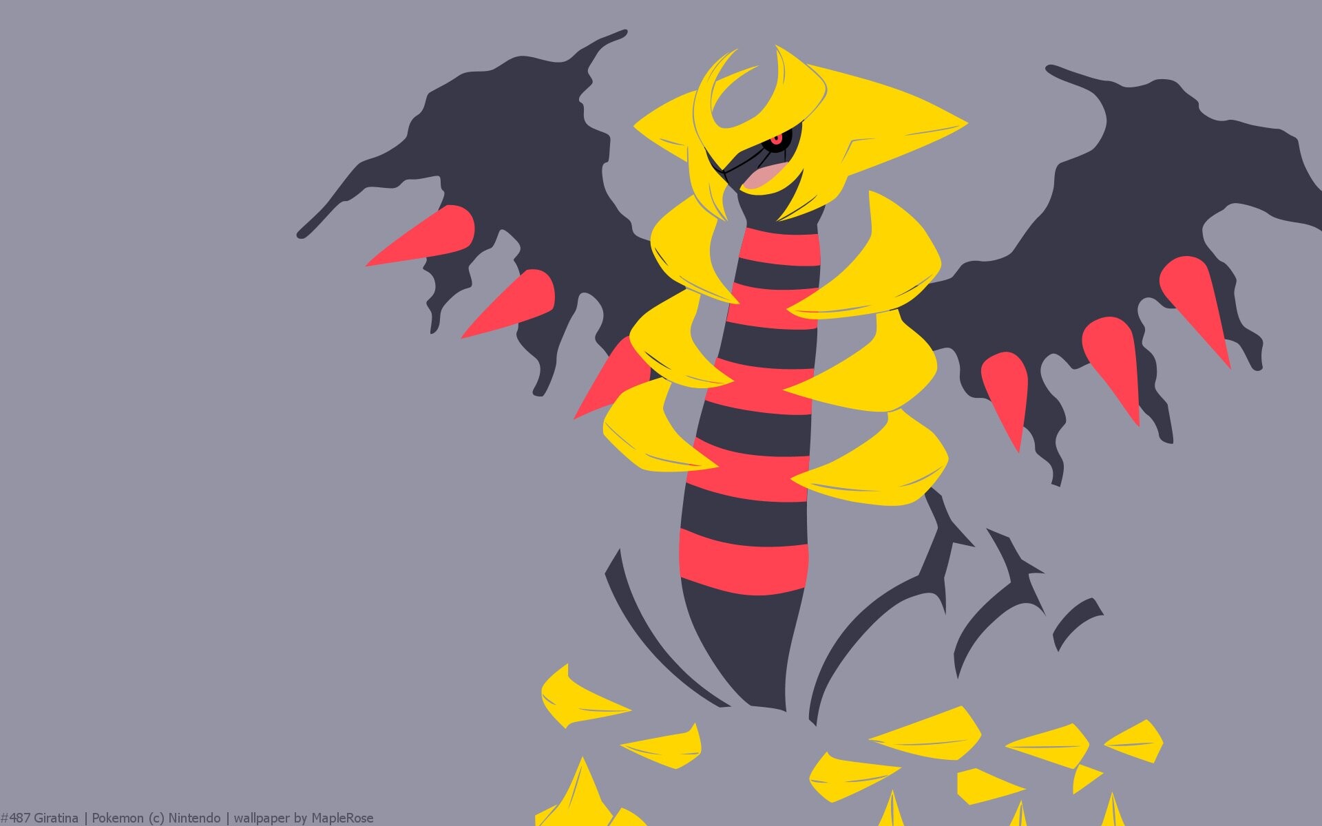 Giratina: Giratina's Altered Forme, Two large black ghostly wings with three red tips on each that can resemble claws. 1920x1200 HD Background.