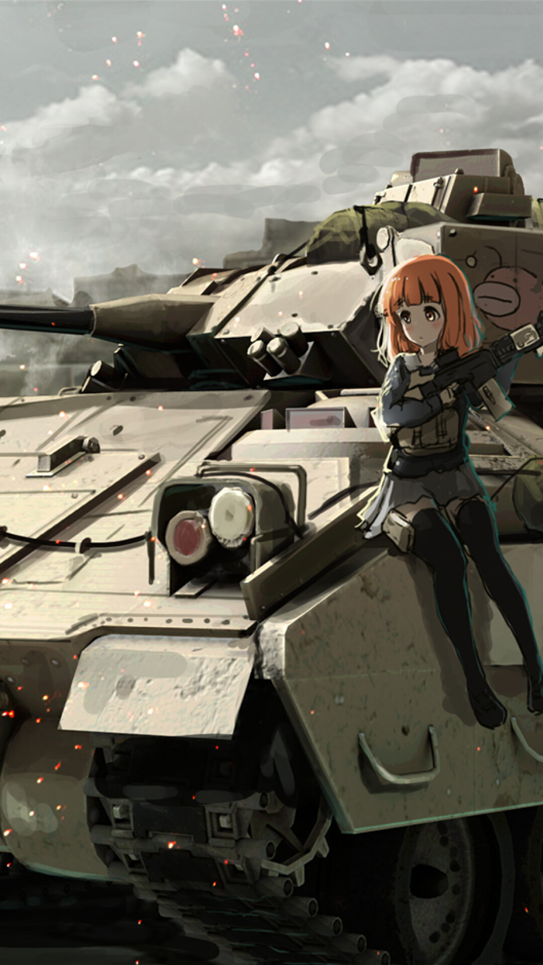 Girls und Panzer: Miho Nishizumi, A second year student from Ooarai Girls Academy, The art of fighting tanks. 1080x1920 Full HD Background.