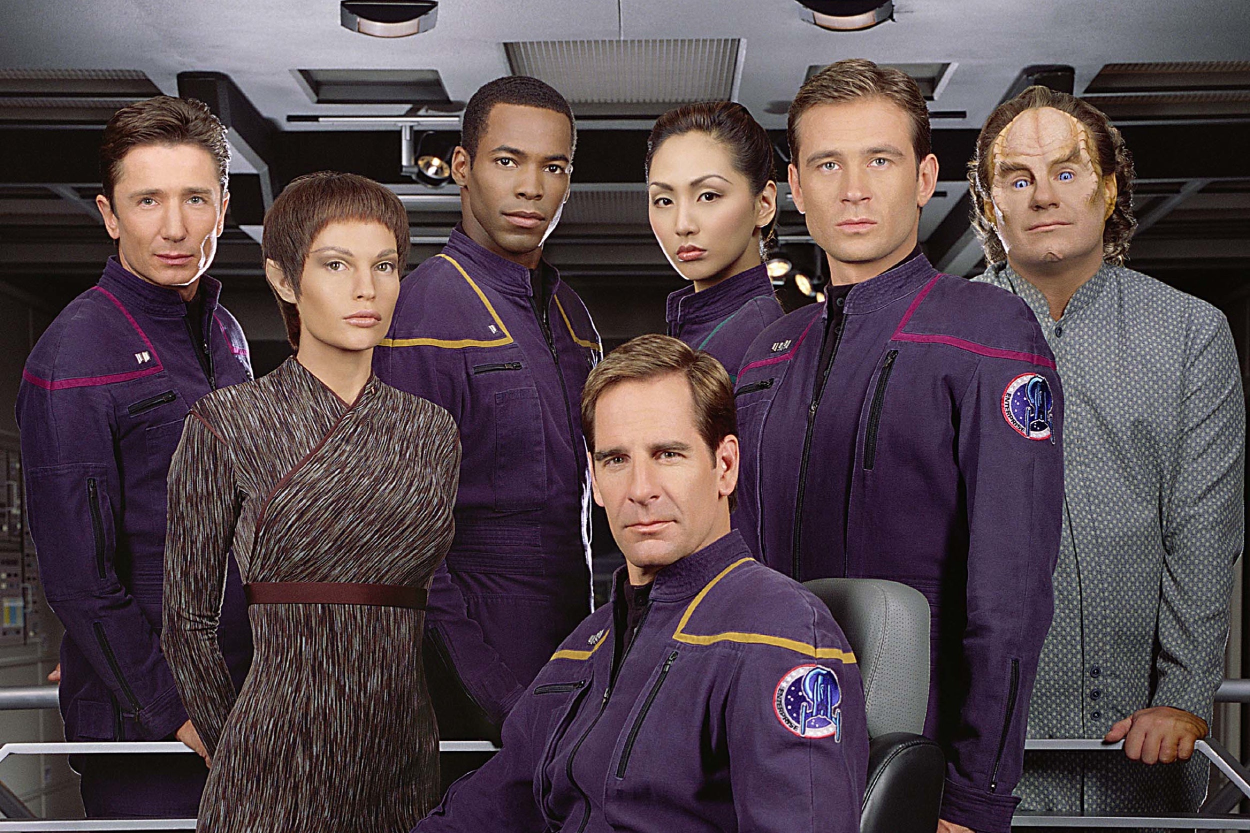 Enterprise (TV Series): Scott Bakula, Capt. Jonathan Archer, John Billingsley, Dr. Phlox, Science fiction. 2500x1670 HD Background.