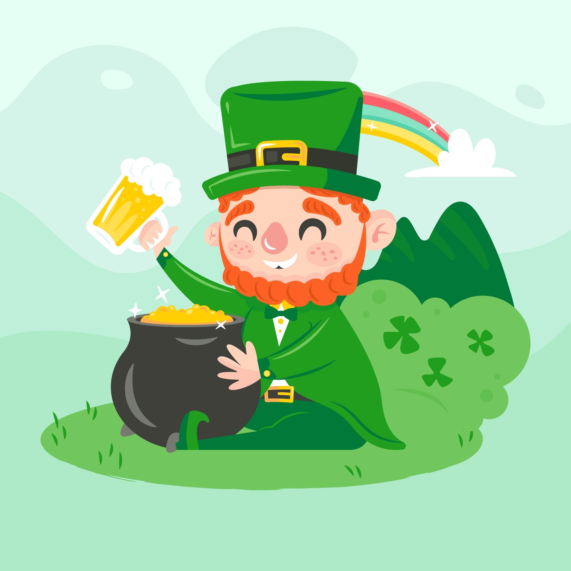 Illustration of leprechaun, Irish folklore, Festive celebration, St. Patrick's Day, 2000x2000 HD Handy