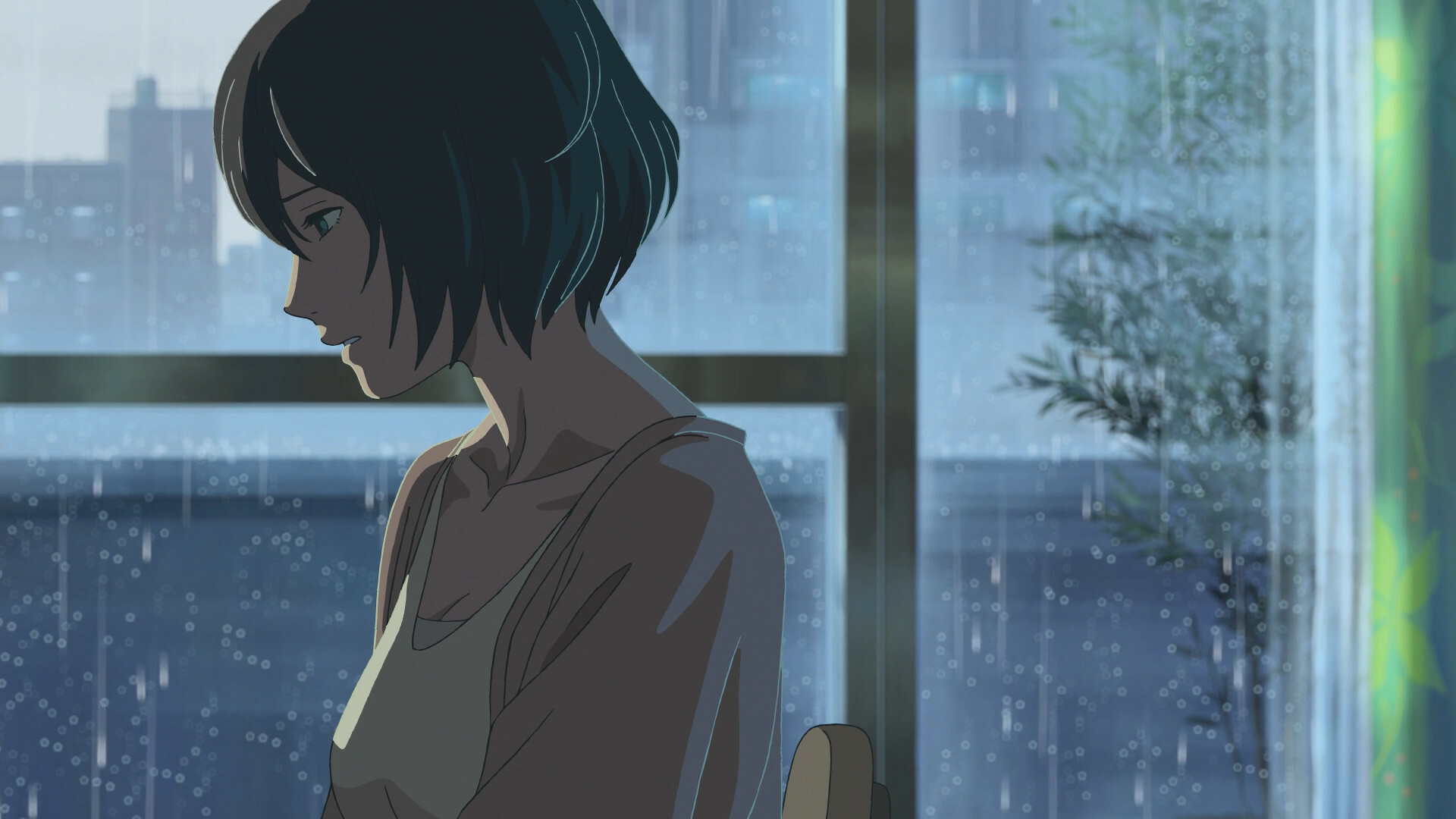 The Garden of Words: Yukari Yukino, the mysterious 27-year-old woman Takao meets in the park on rainy mornings. 1920x1080 Full HD Background.