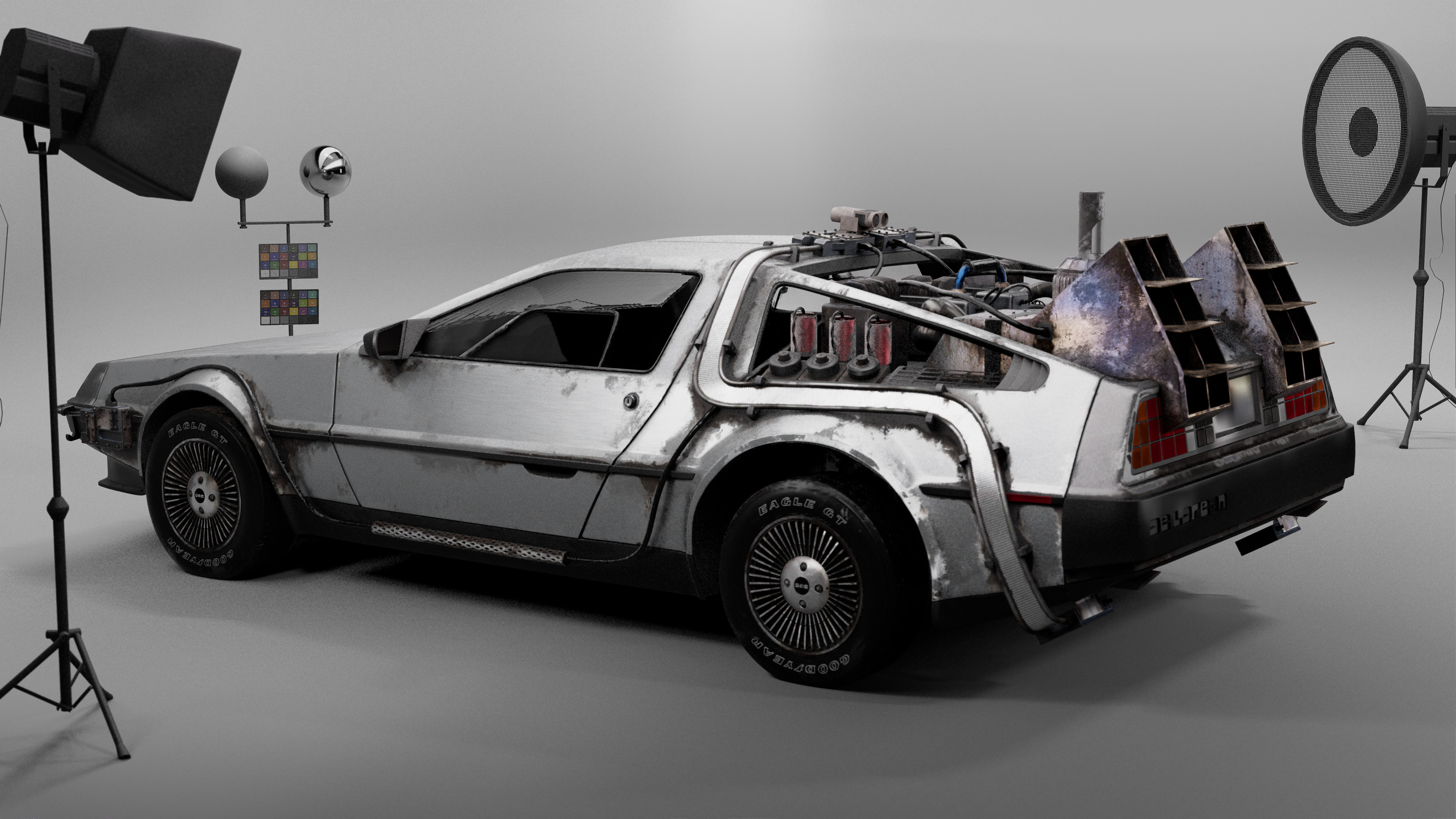 DeLorean DMC-12, Artstation design, Real-time version, Futuristic car, 3840x2160 4K Desktop