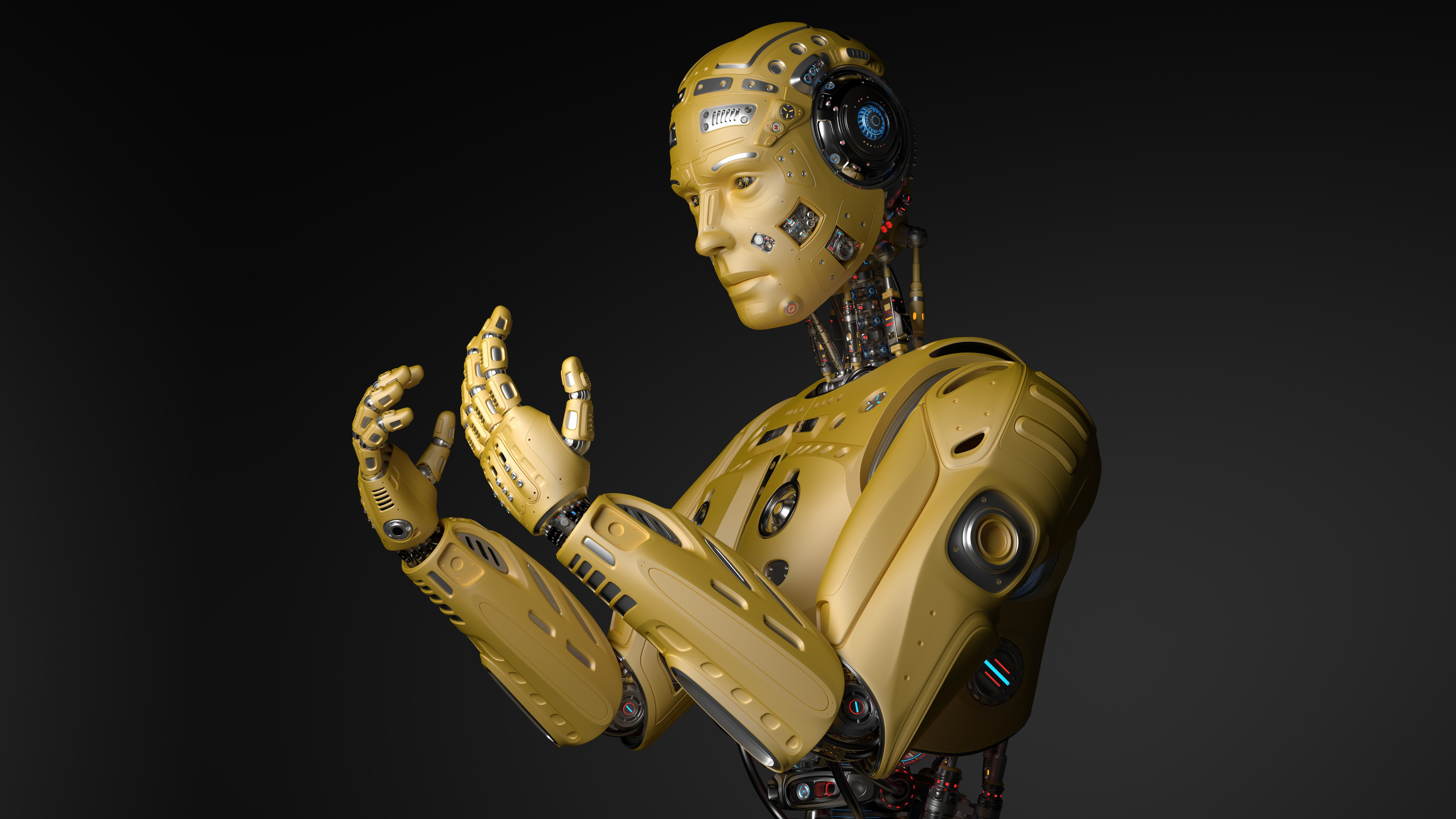 Artstation robot man, Complete 3D model, Realistic details, Artistic excellence, 3840x2160 4K Desktop