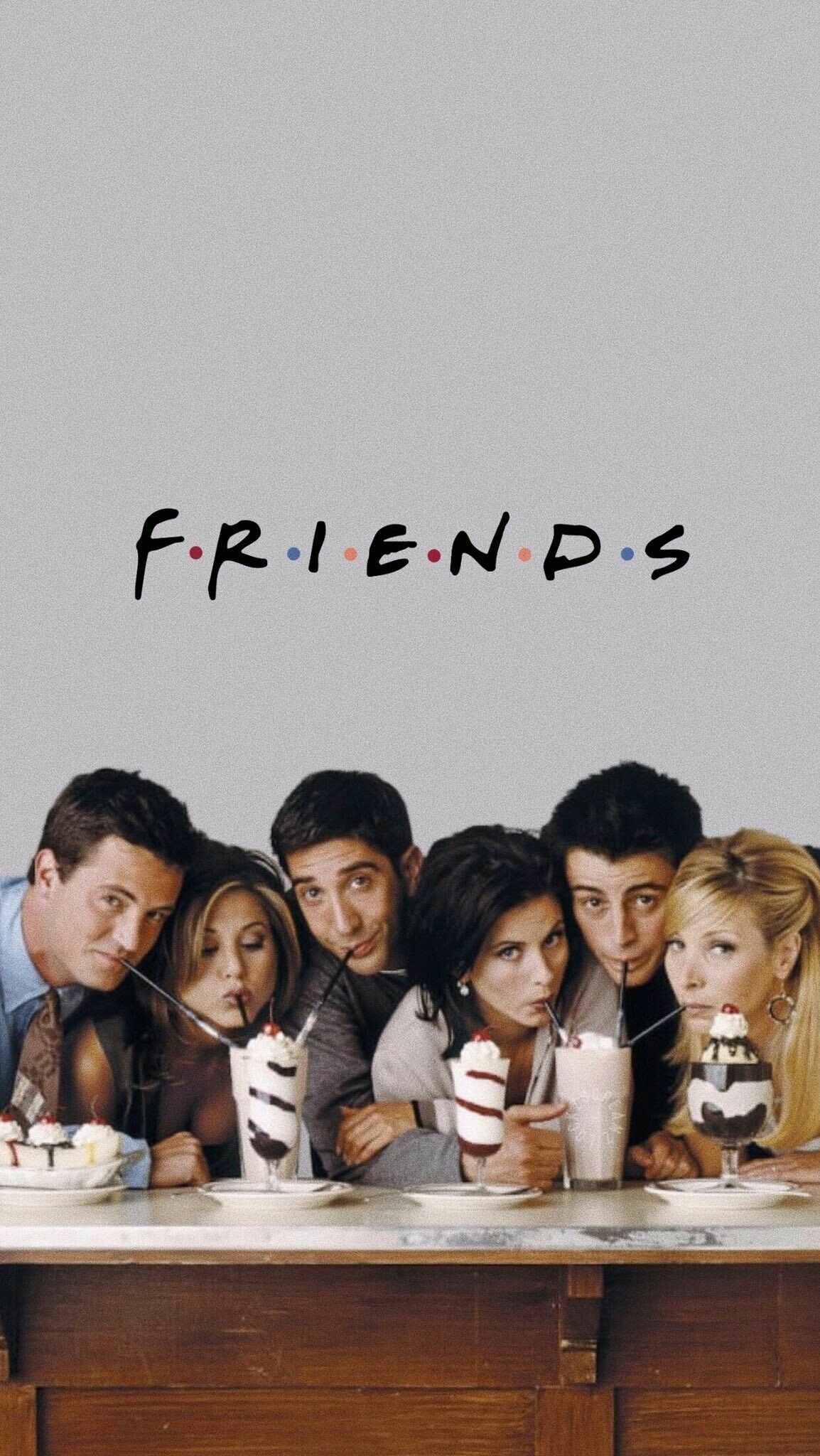 Friends (TV Series): The merry misadventures of six 20-something pals as they navigate the pitfalls of work, life, and love in 1990s Manhattan. 1160x2050 HD Background.