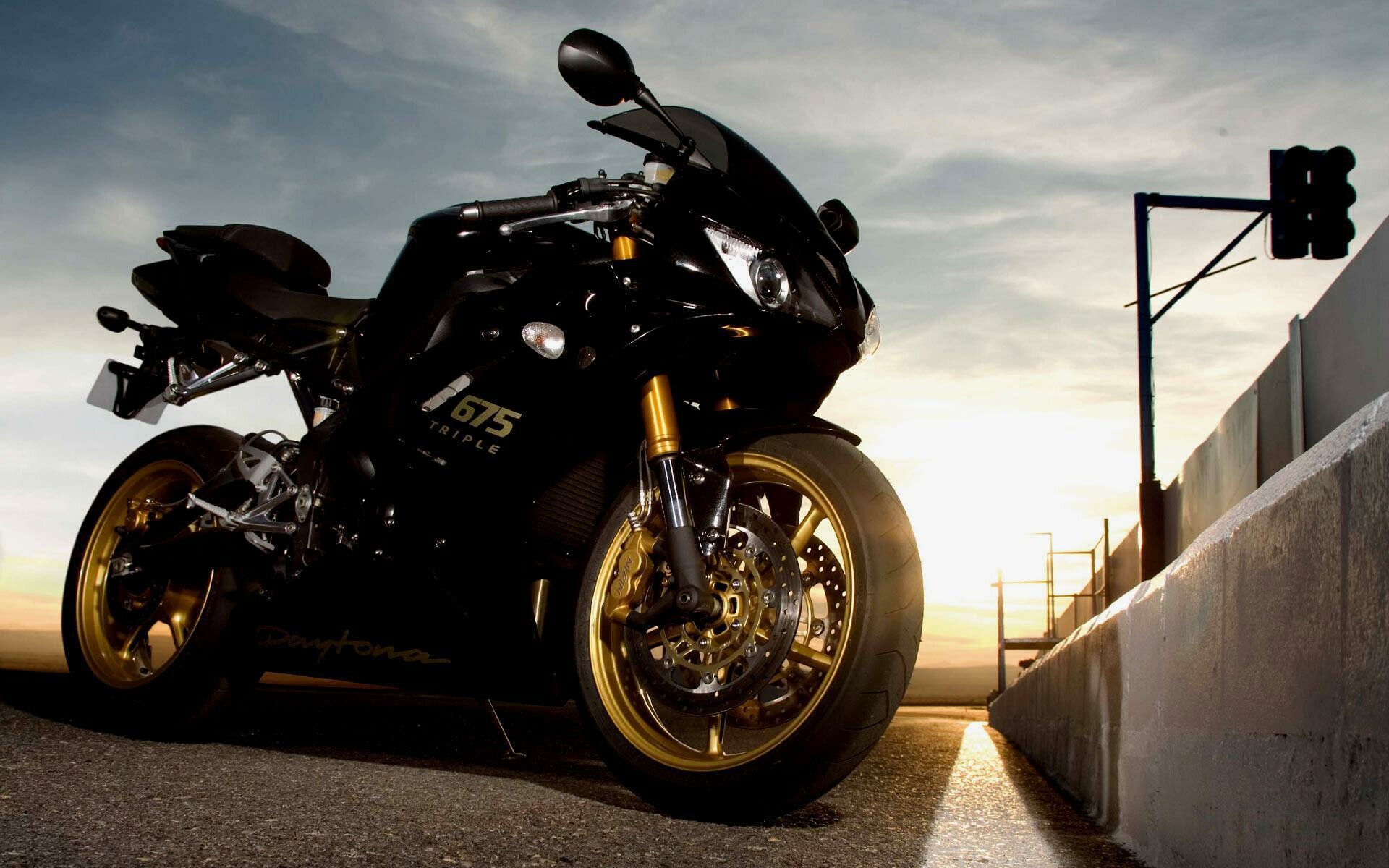 Triumph Motorcycles: Daytona 675, A three-cylinder sport bike, and the smallest of the brand's triples. 1920x1200 HD Wallpaper.