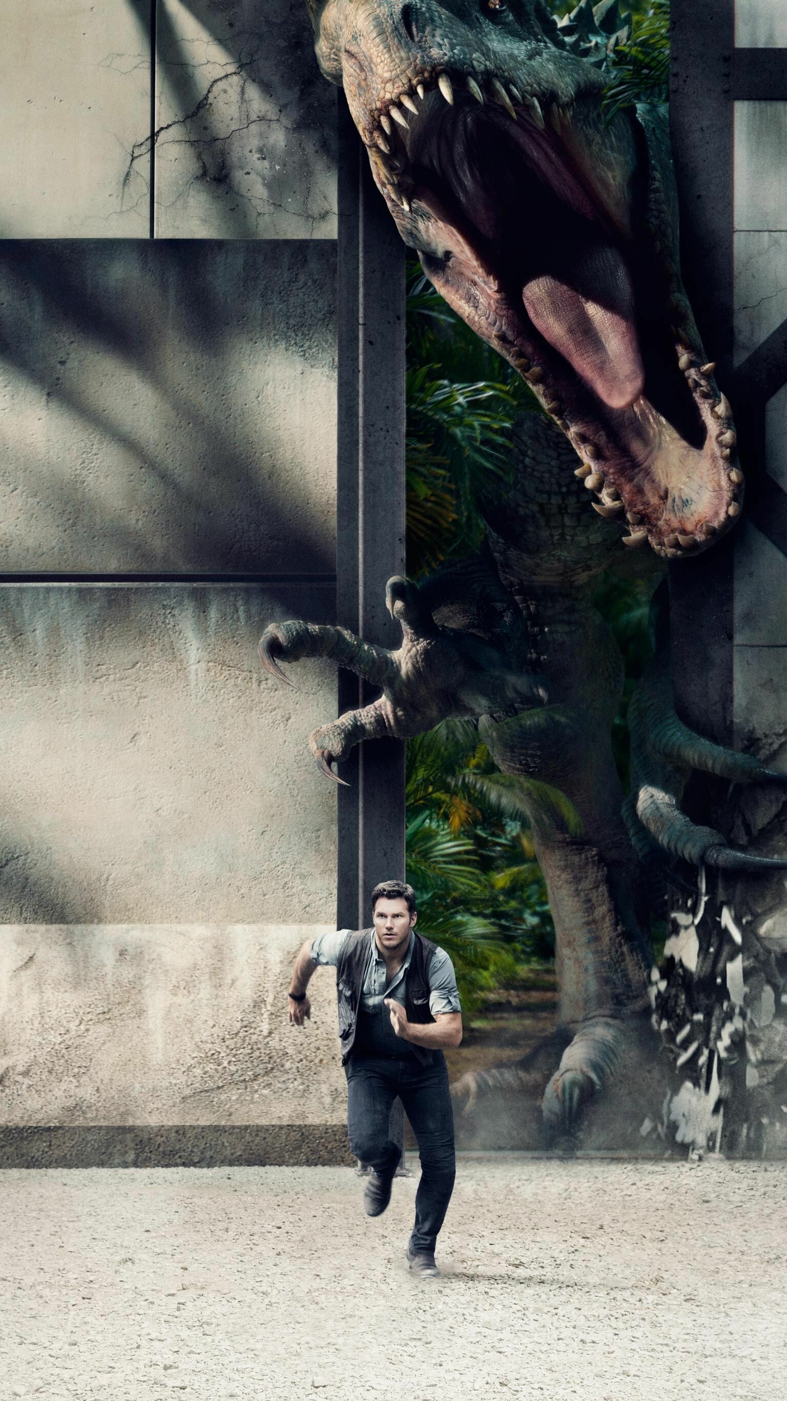 Jurassic World: A genetically modified hybrid dinosaur, the Indominus Rex, escapes containment and goes on a killing spree. 1540x2740 HD Background.