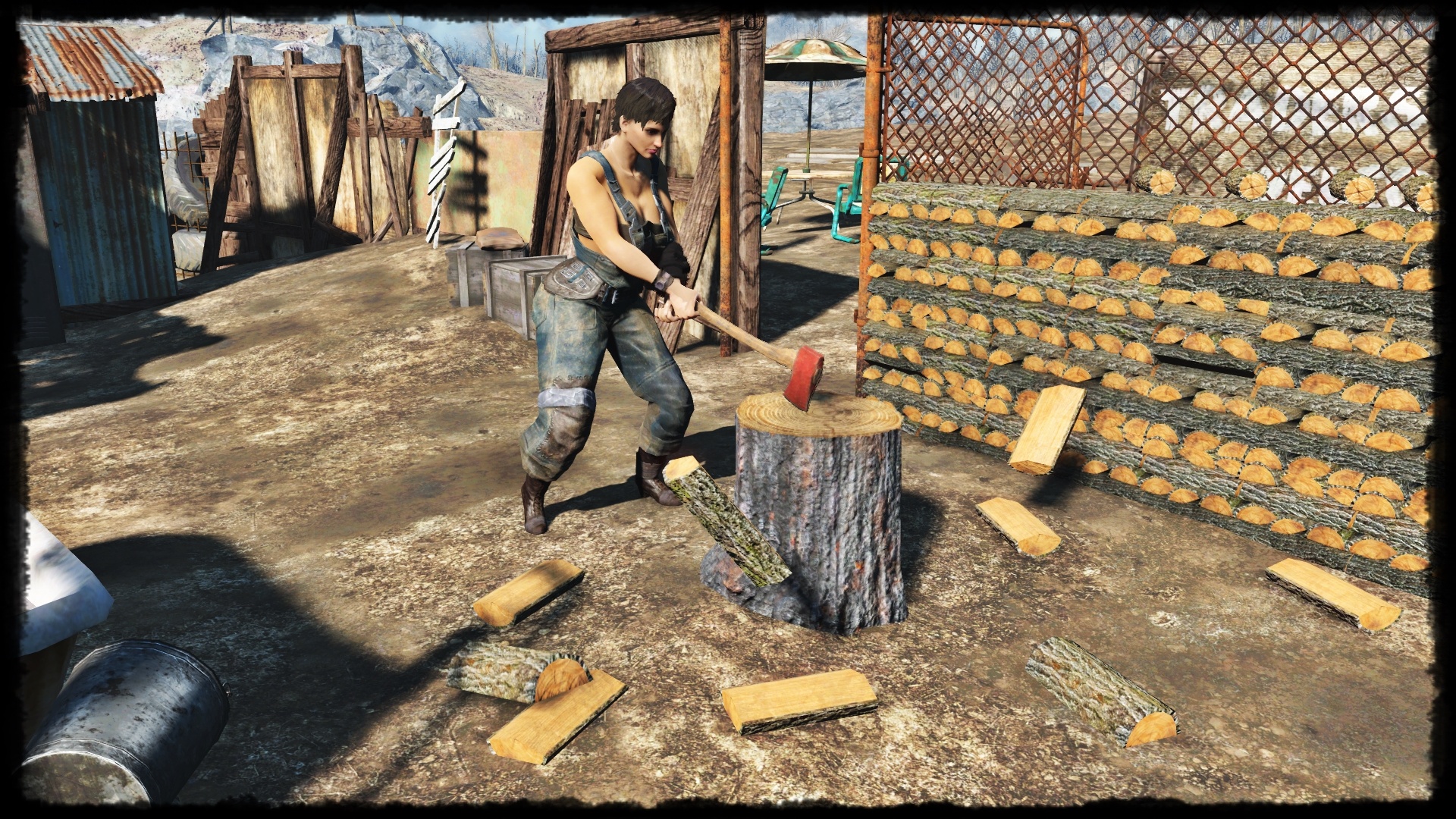 Lumberjack: Fallout 4 Nexus, Logging, Woodcutter, Felling ax, Lumberjack woman. 1920x1080 Full HD Wallpaper.