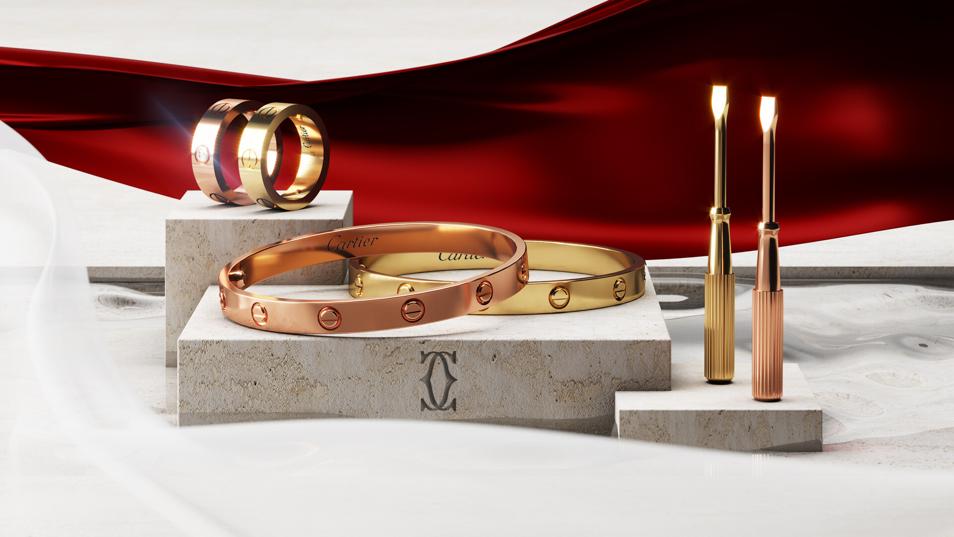 Cartier: The iconic Love bracelet, A symbol of free-spirited Love since 1969. 1920x1080 Full HD Background.
