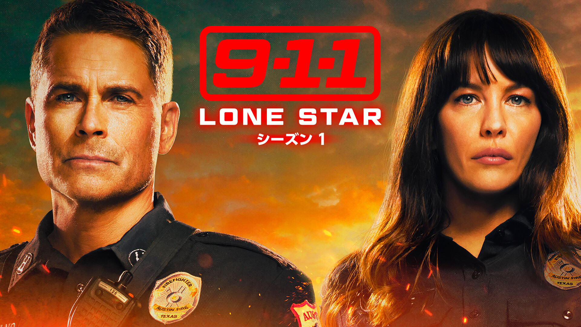 9-1-1: Lone Star (TV Series): Show Poster, Chinese Version, Firefighter And Paramedic Captains. 1920x1080 Full HD Background.