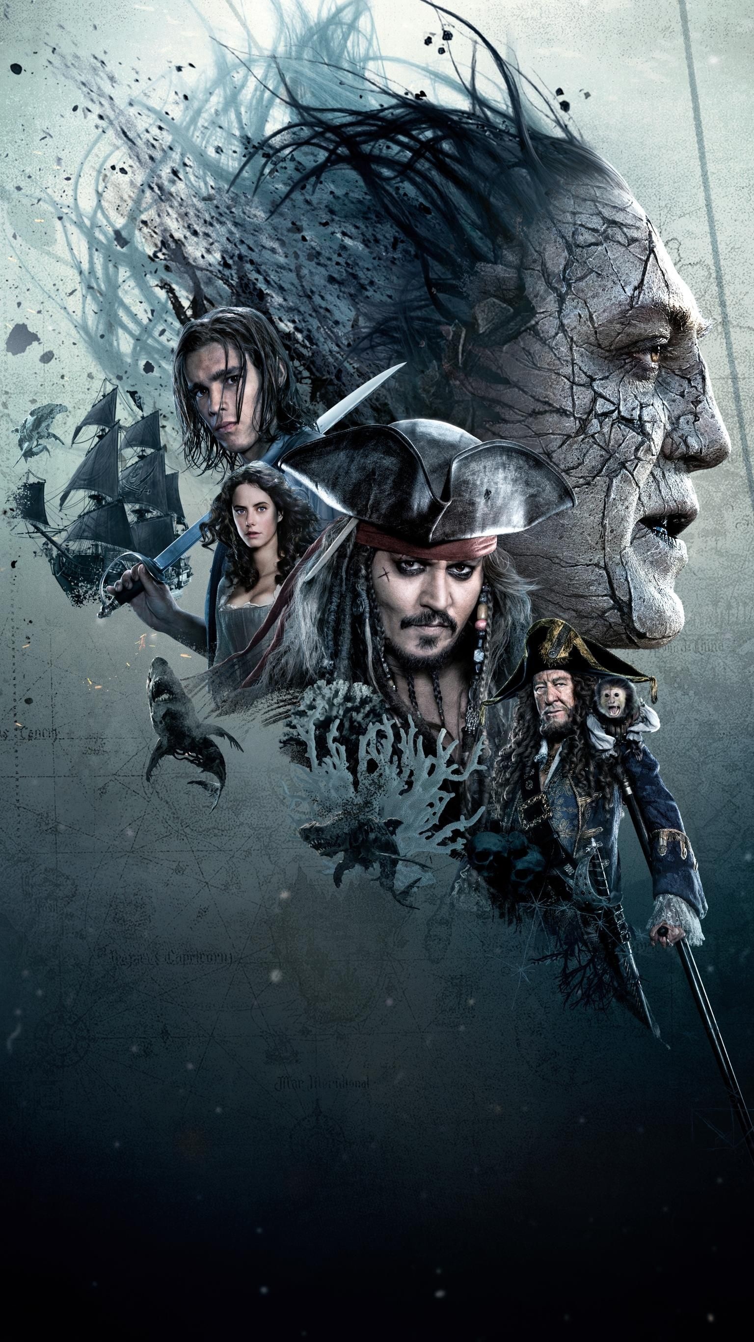 Captain Salazar, Jack Sparrow's nemesis, Spine-chilling wallpaper, Pirate adventure, 1540x2740 HD Handy