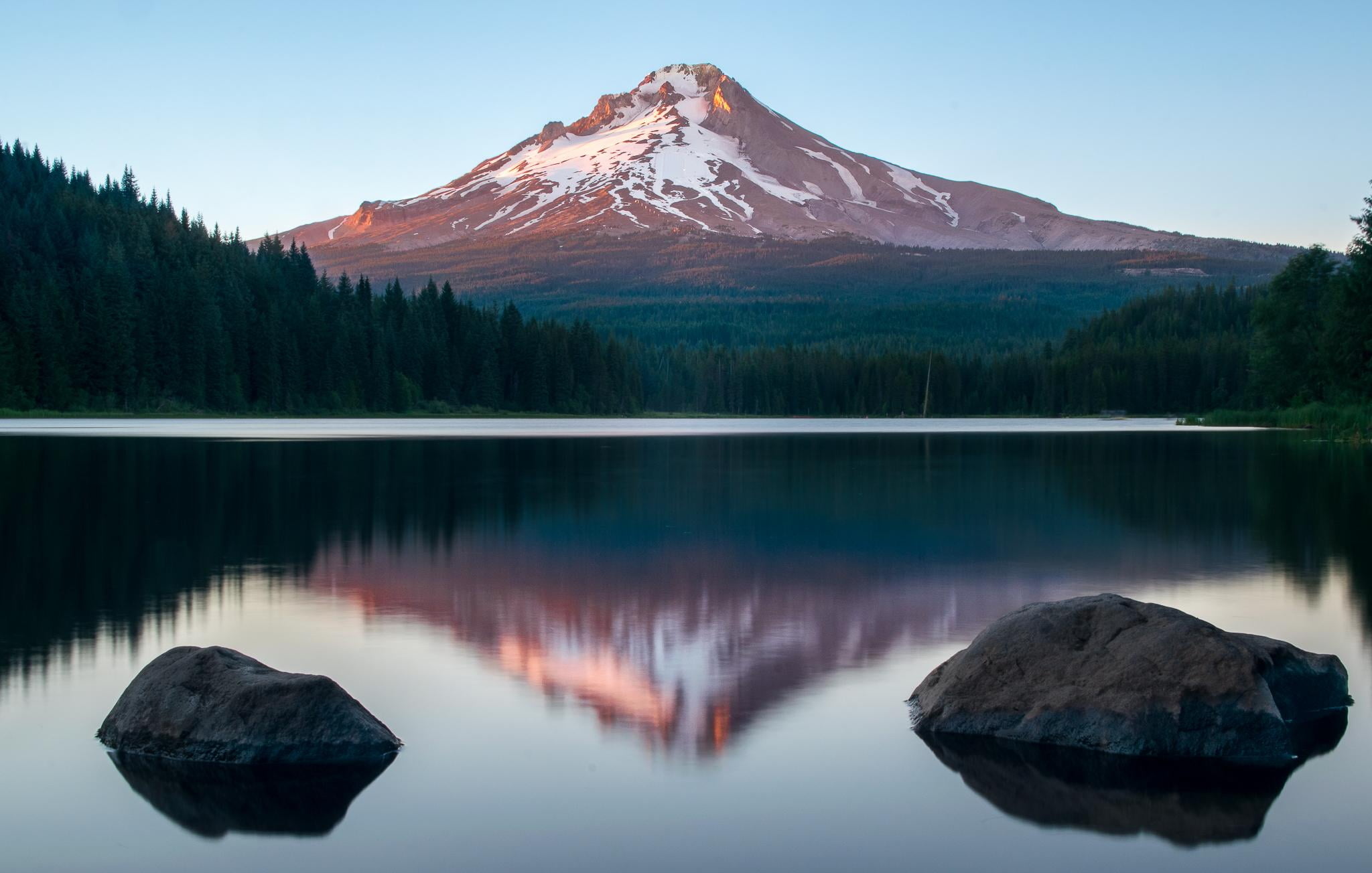 Mount Hood, Oregon, Travels, White and black mountain, Snow clouds, 2050x1310 HD Desktop