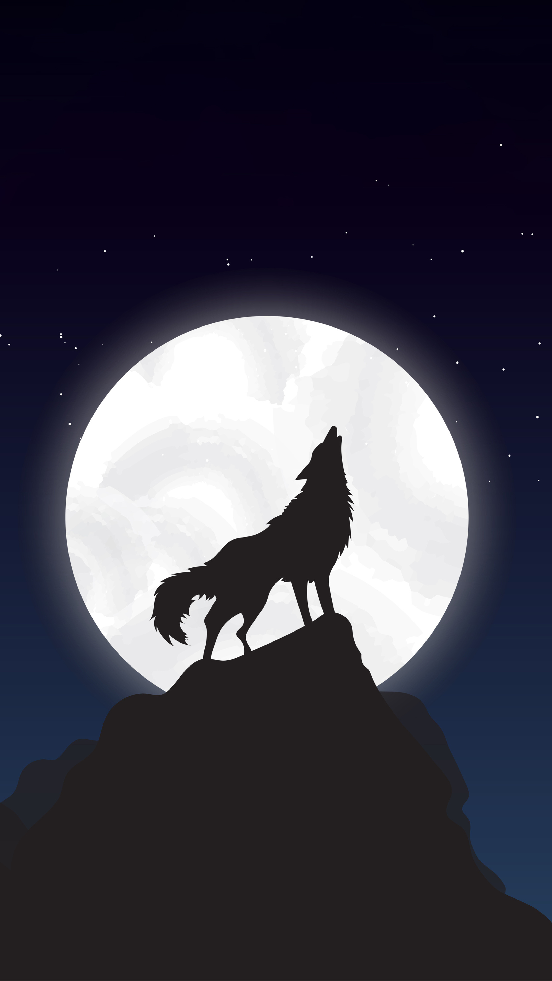 Howling Wolf, Wolf howling at night, 2160x3840 4K Phone