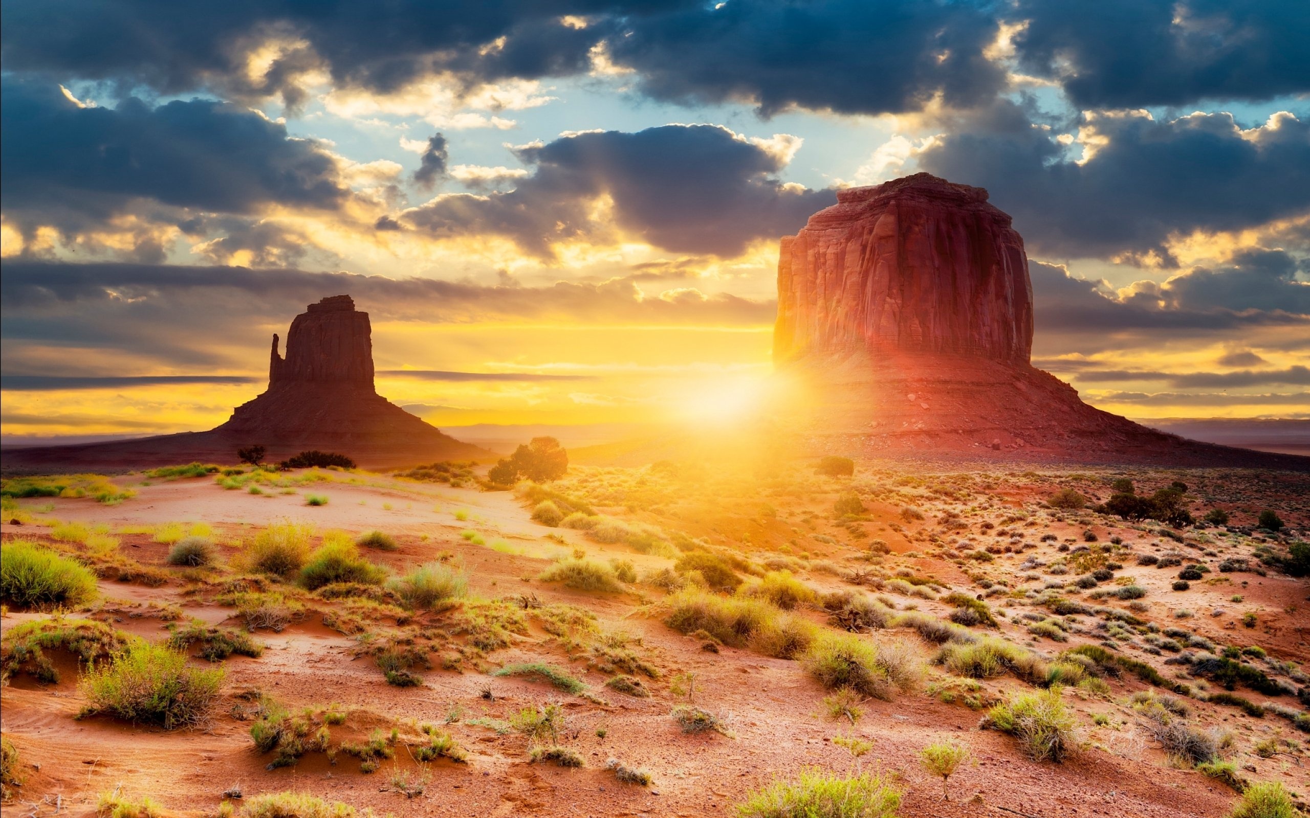 Clouds landscape, Navajo Utah, Monument Valley, Sunset, 2560x1600 HD Desktop