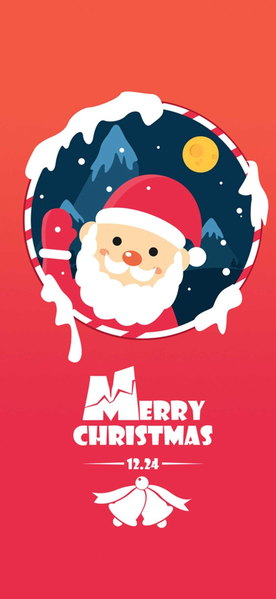 Father Christmas background, Festive holiday, Kolpaper, 1130x2440 HD Phone