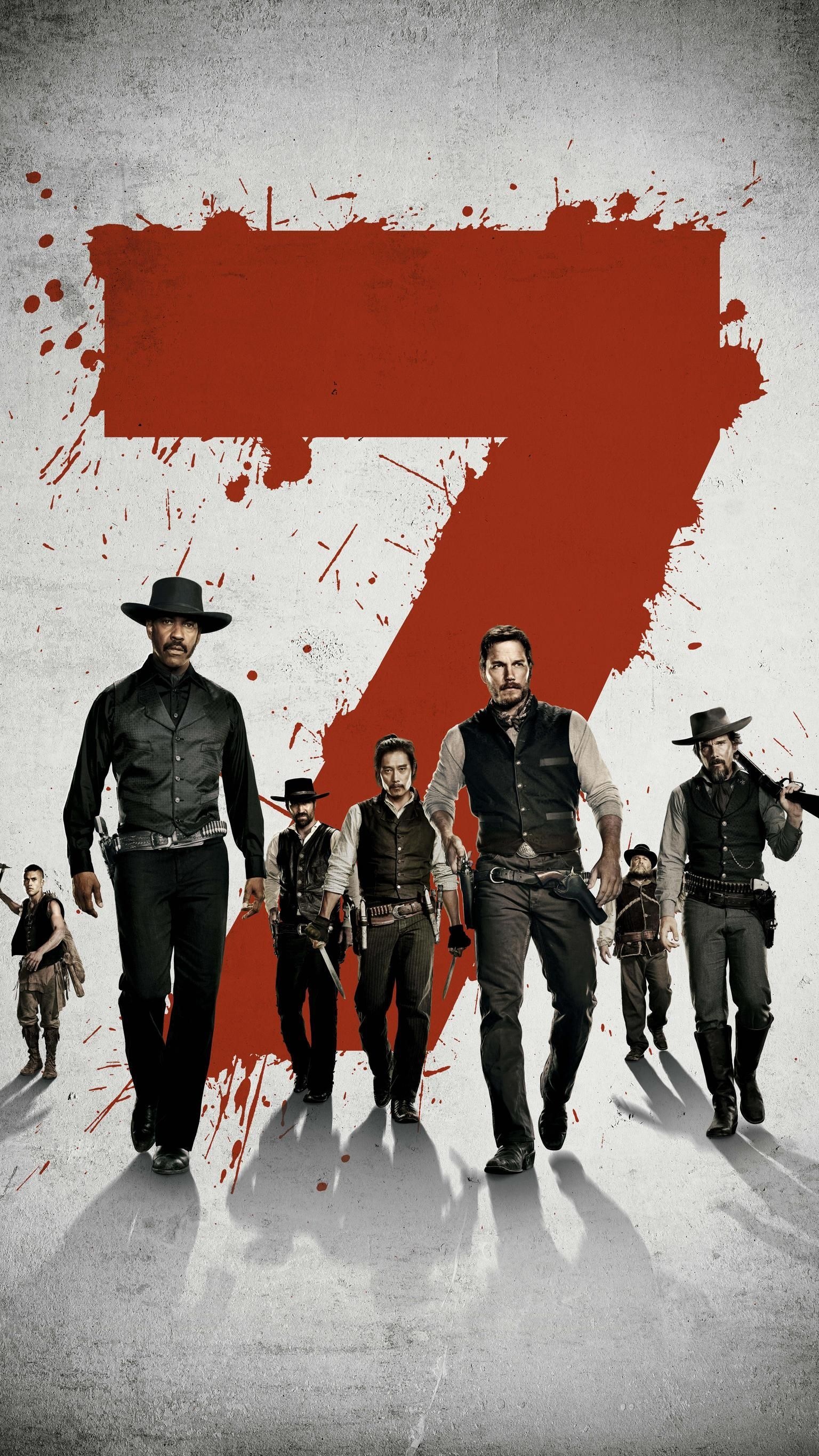 The Magnificent Seven, DVD cover, Classic western, Ensemble cast, 1540x2740 HD Handy