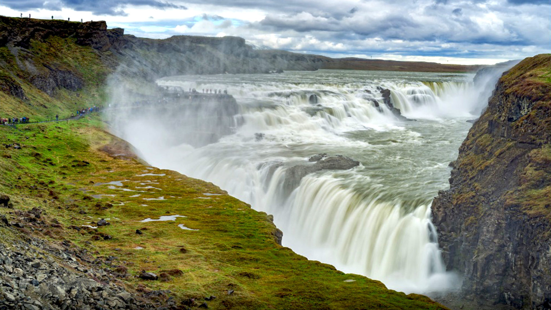 Gullfoss-Wasserfall in Island Hintergrundbild, 1920x1080 Full HD Desktop