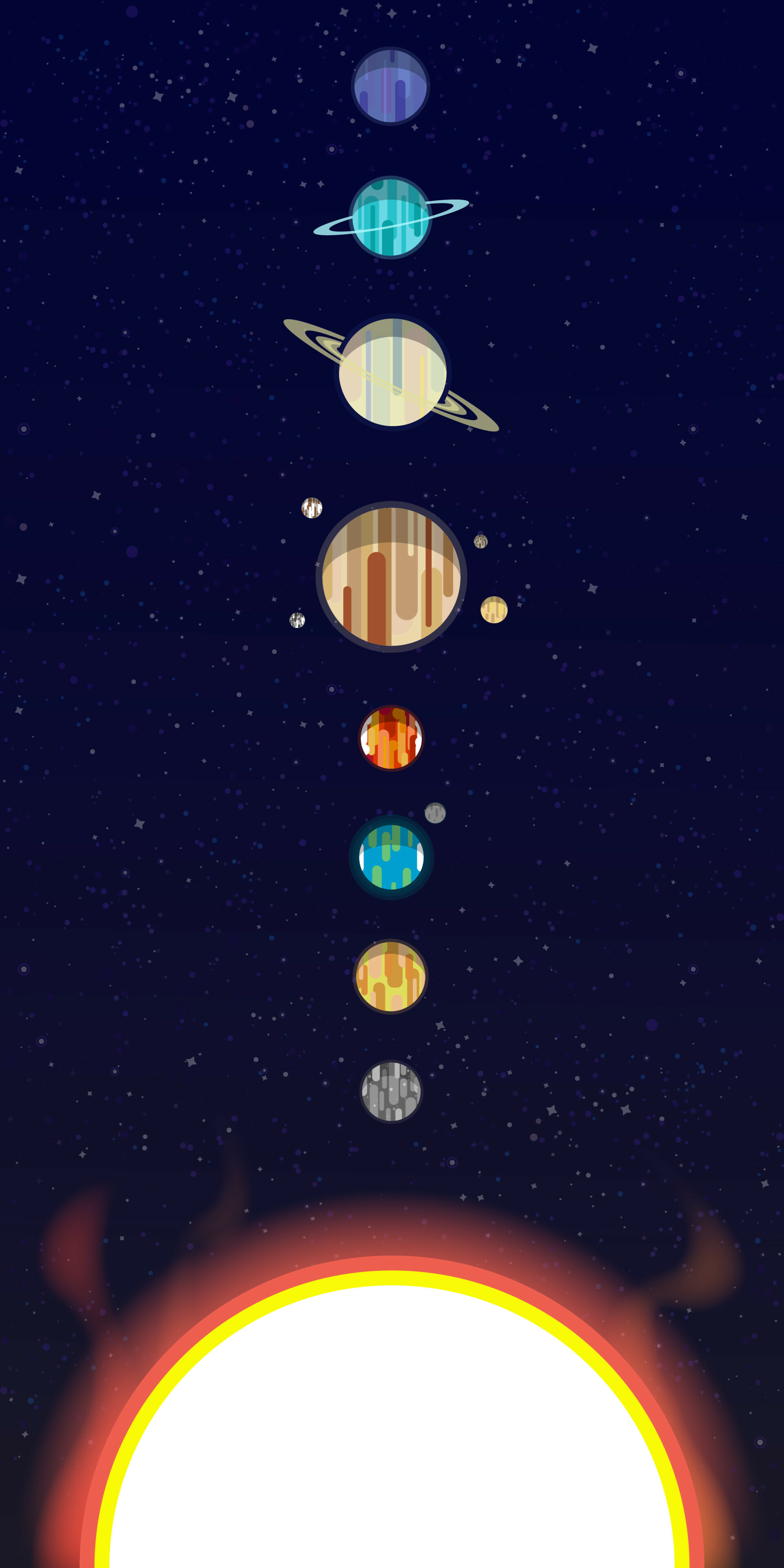 Solar System: A group of planets, meteors, or other objects that orbit a large star. 1920x3840 HD Wallpaper.