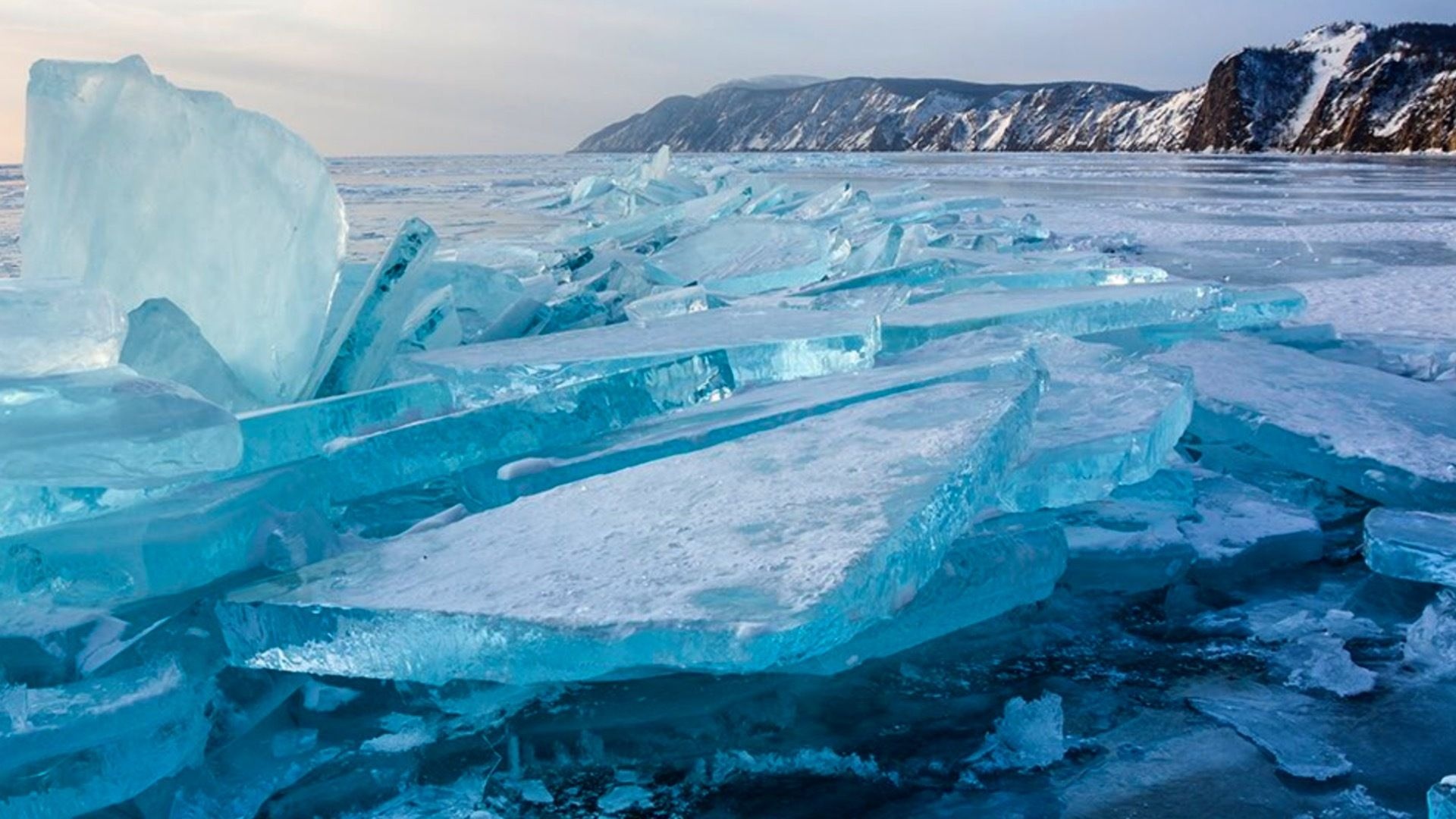 Turquoise ice, Lake Baikal, Mesmerizing beauty, Frozen wonderland, 1920x1080 Full HD Desktop