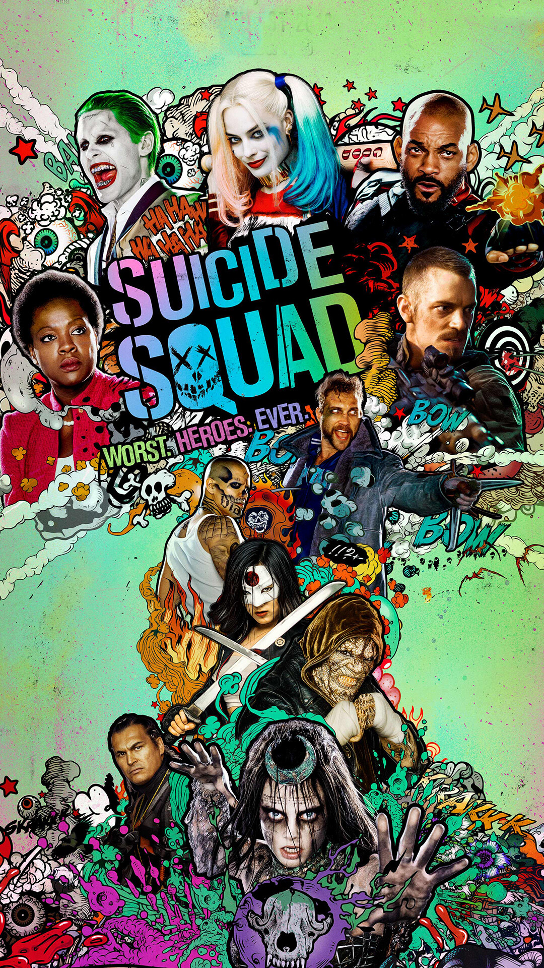 Suicide Squad: Movie poster, DC film, Superheroes. 1080x1920 Full HD Wallpaper.