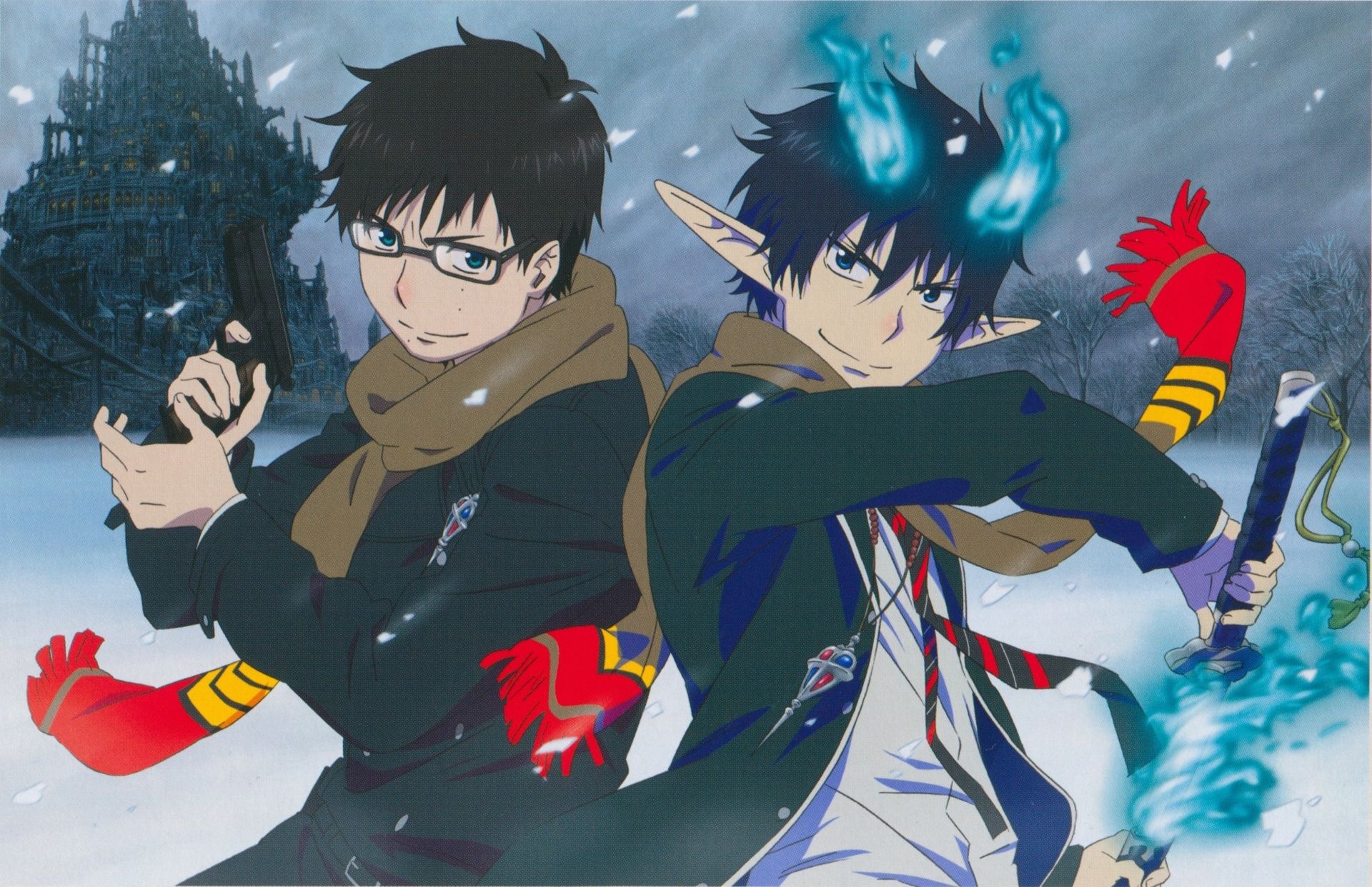 Blue Exorcist: Determined to throw off the curse of being Satan's illegitimate son, Rin. 1920x1250 HD Wallpaper.