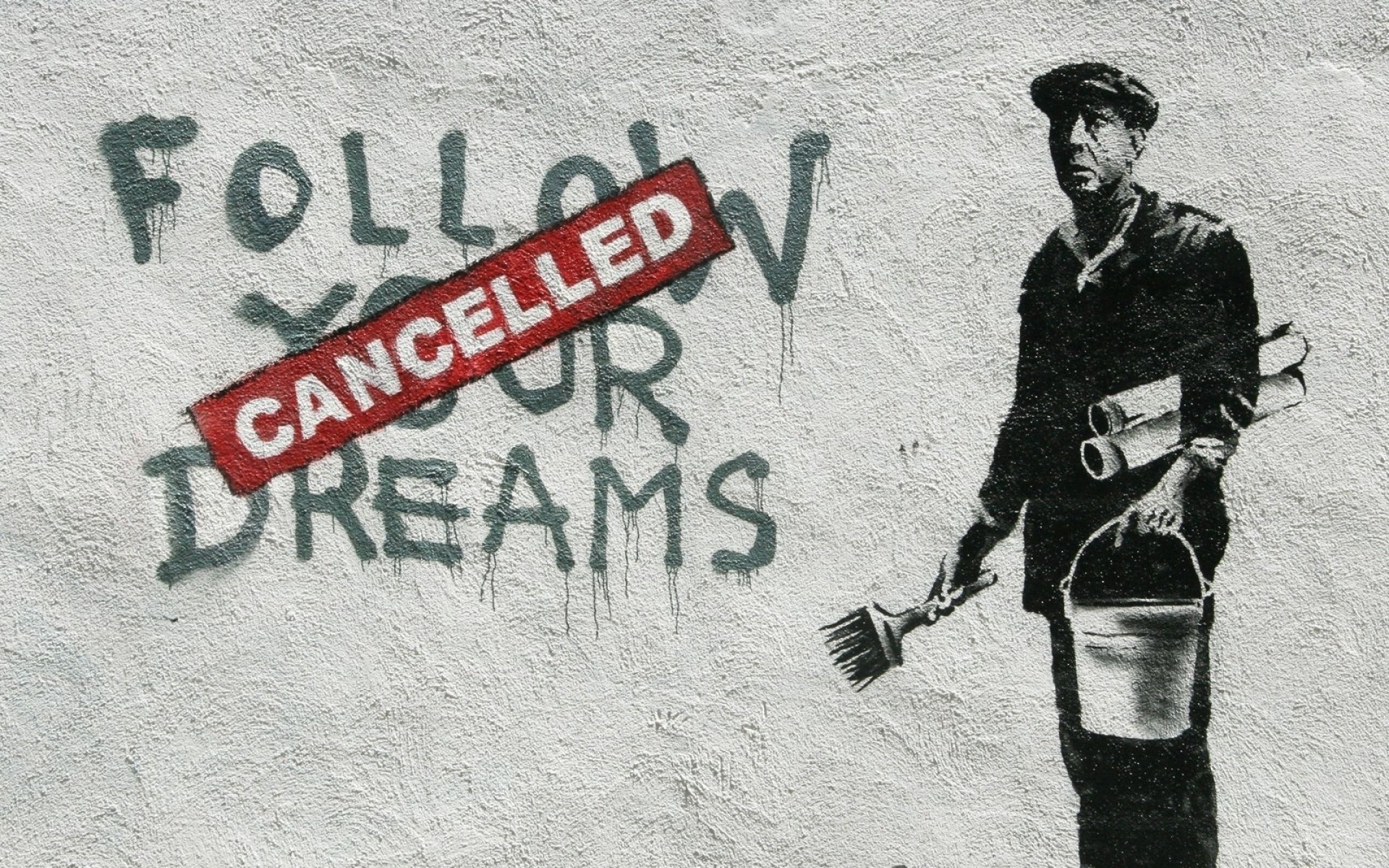 Banksy: Follow Your Dreams, Cancelled, One of Banksy's most famous artworks. 1920x1200 HD Background.