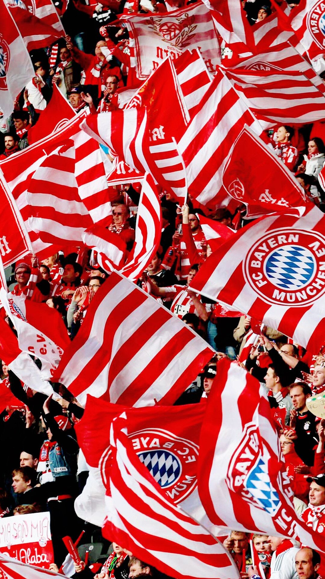 Germany Soccer Team: Fans of the Bayern Munich football club, Allianz Arena Stadium, UEFA club rating top 1. 1080x1920 Full HD Wallpaper.