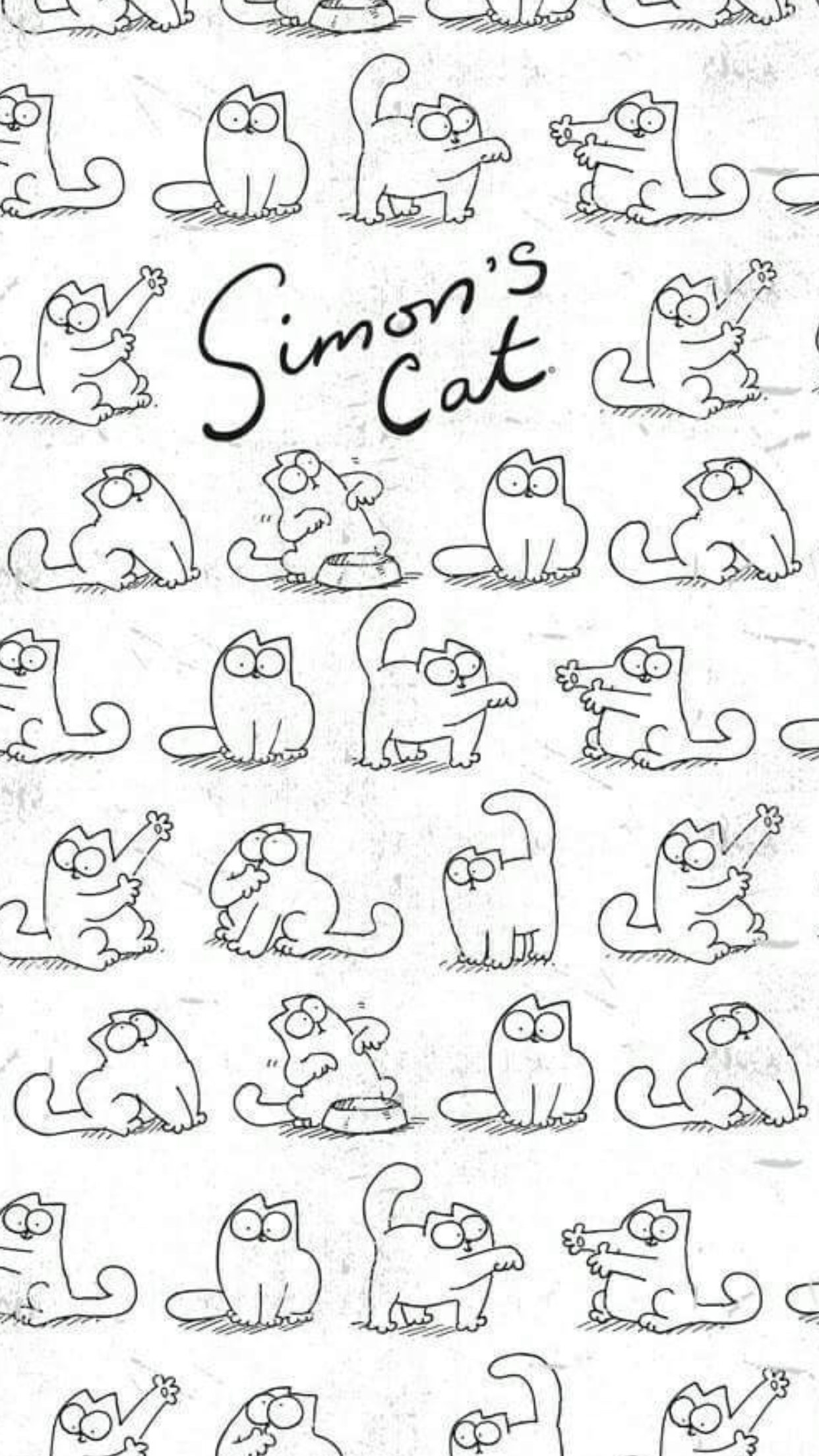Simon's cat, Cat wallpaper, Cute doodle art, Line drawings, 1250x2210 HD Phone