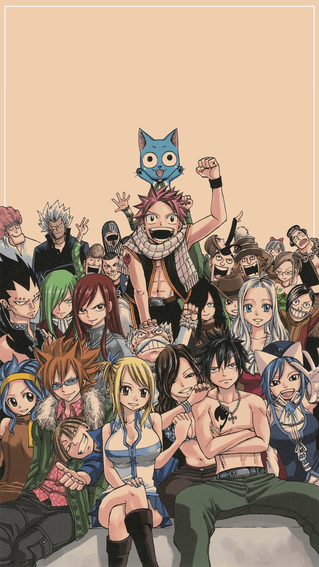 Happy (Fairy Tail): Manga, Serialized in Kodansha's Weekly Shōnen Magazine from August 2006 to July 2017, Characters. 1080x1920 Full HD Wallpaper.
