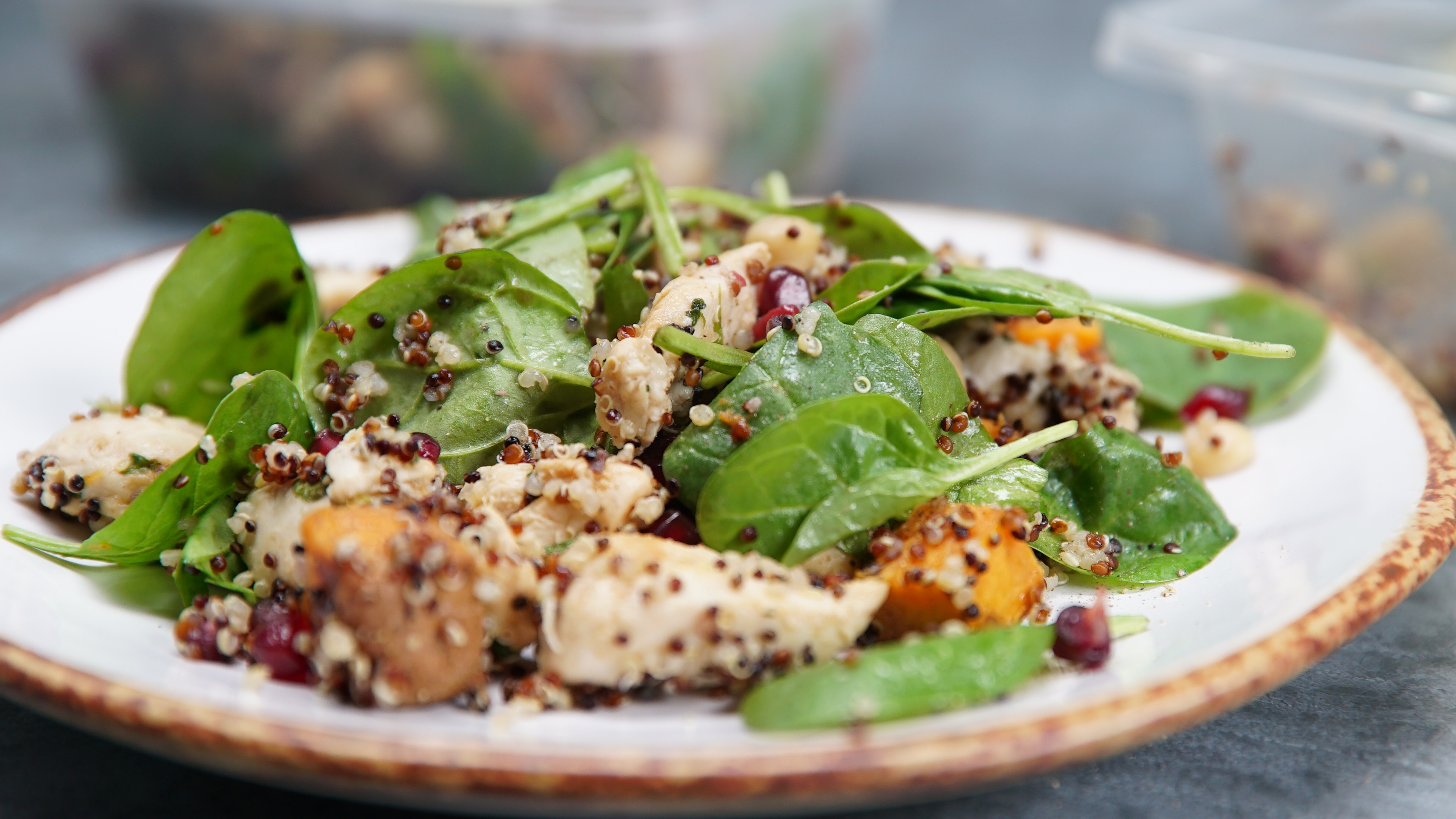 Chicken quinoa salad, Tastemade recipe, Flavorful combination, Healthy and satisfying, 3840x2160 4K Desktop