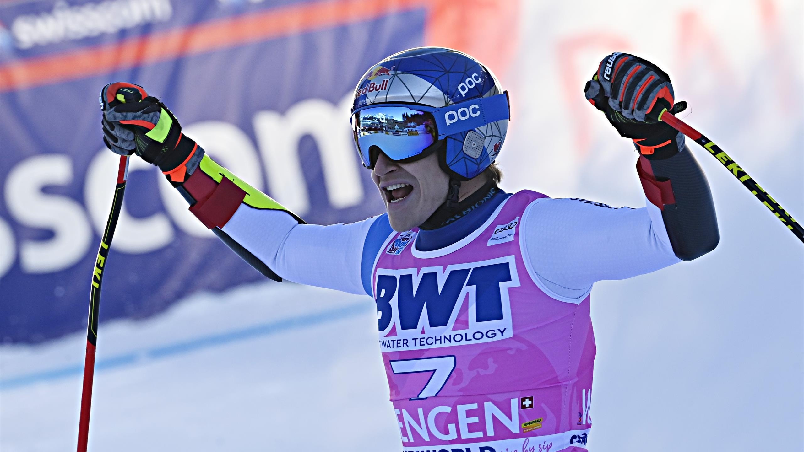 Marco Odermatt, Super G victory, Home snow race, Beijing 2022, 2560x1440 HD Desktop