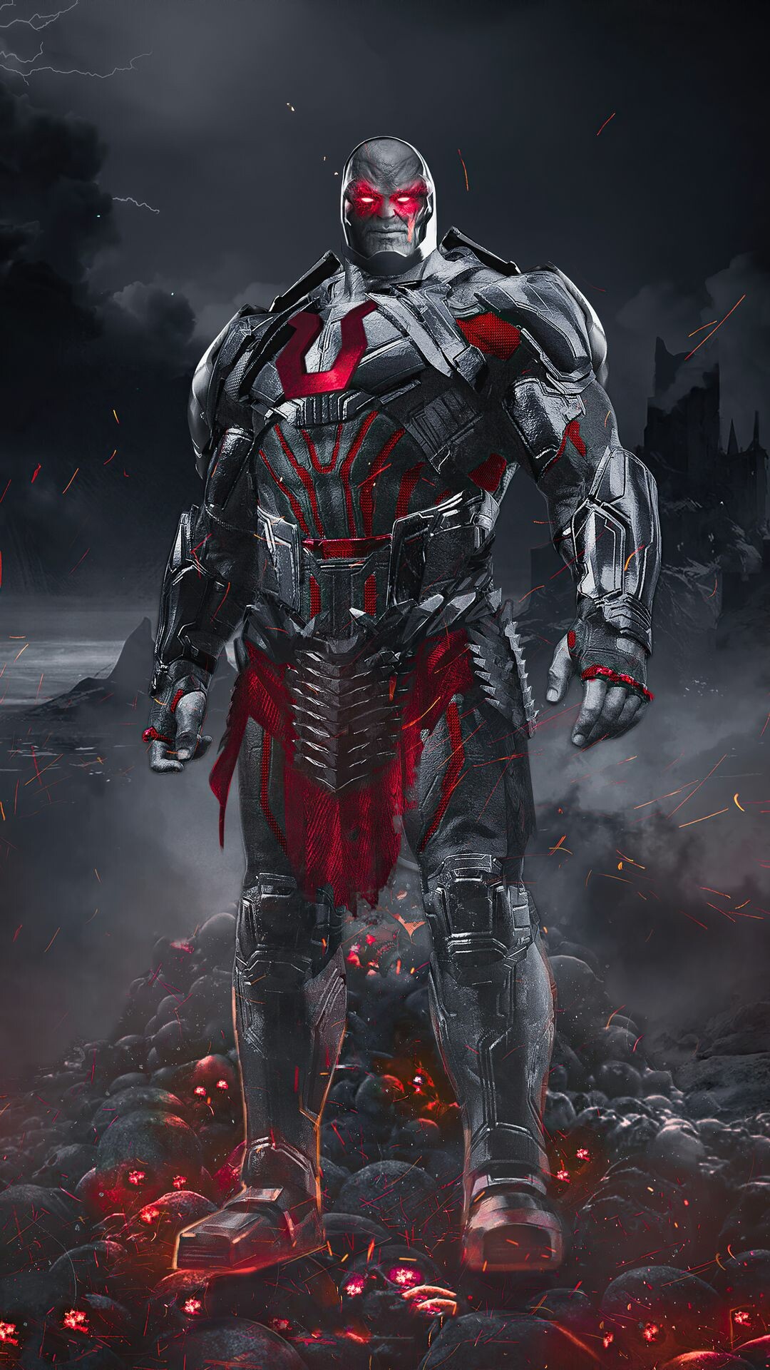 DC Villain: Darkseid, The ruler of Apokolips, A sadistic, aggressive and merciless tyrant. 1080x1920 Full HD Wallpaper.