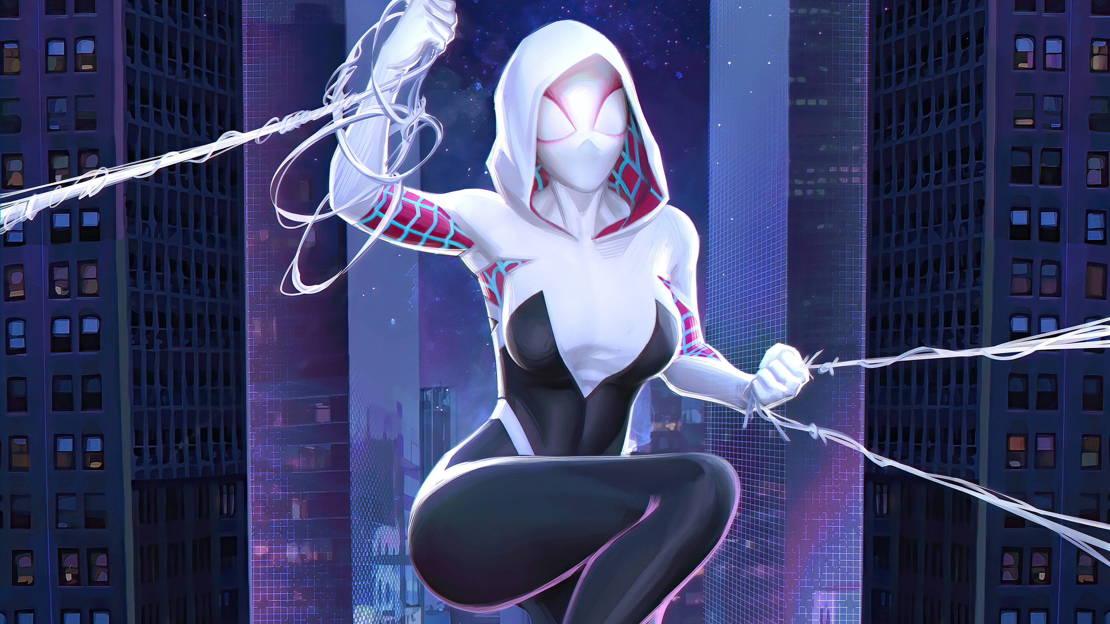 Gwen Stacy: She lives on Earth-65, and becomes a superhero instead of Peter Parker becoming Spider-Man. 3840x2160 4K Background.