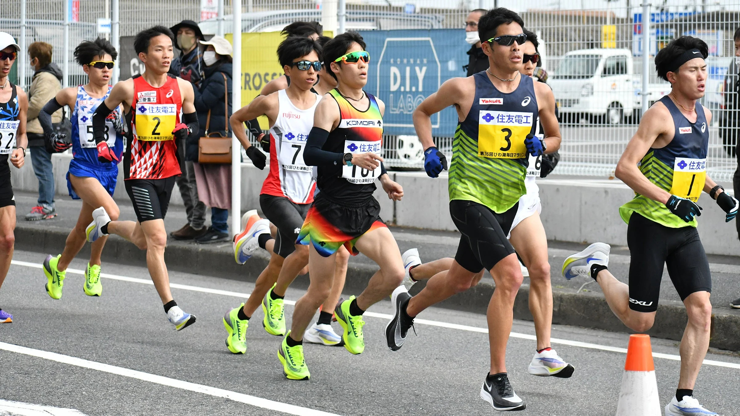 Marathon: 42 Japanese runners under 2:10, Professional runners, A long-distance foot race. 2400x1350 HD Background.