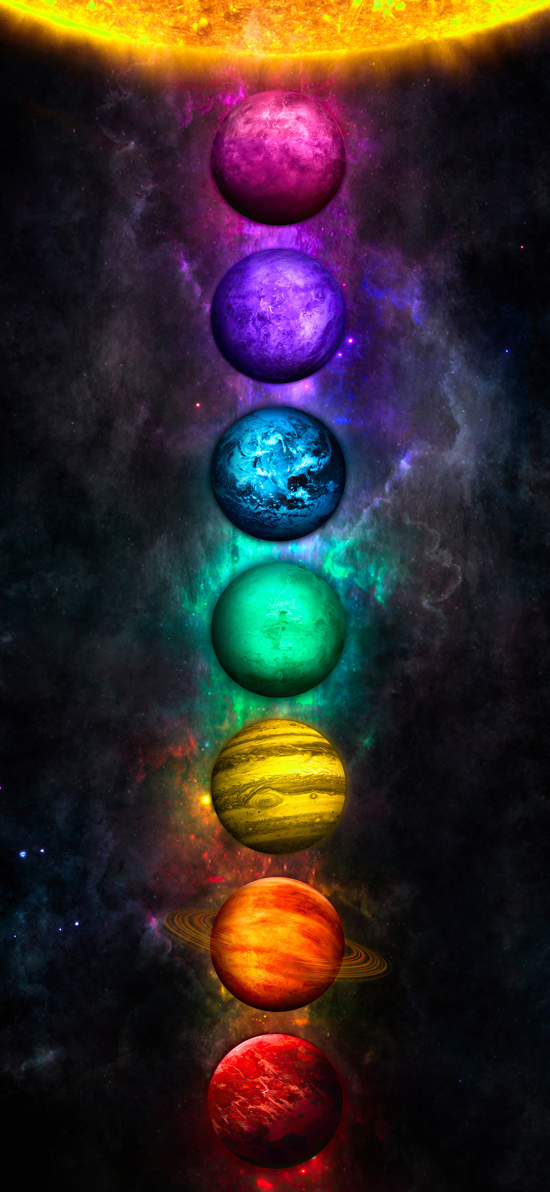 9 Planets, Solar system, Phone wallpapers, Unique celestial bodies, 1130x2440 HD Phone