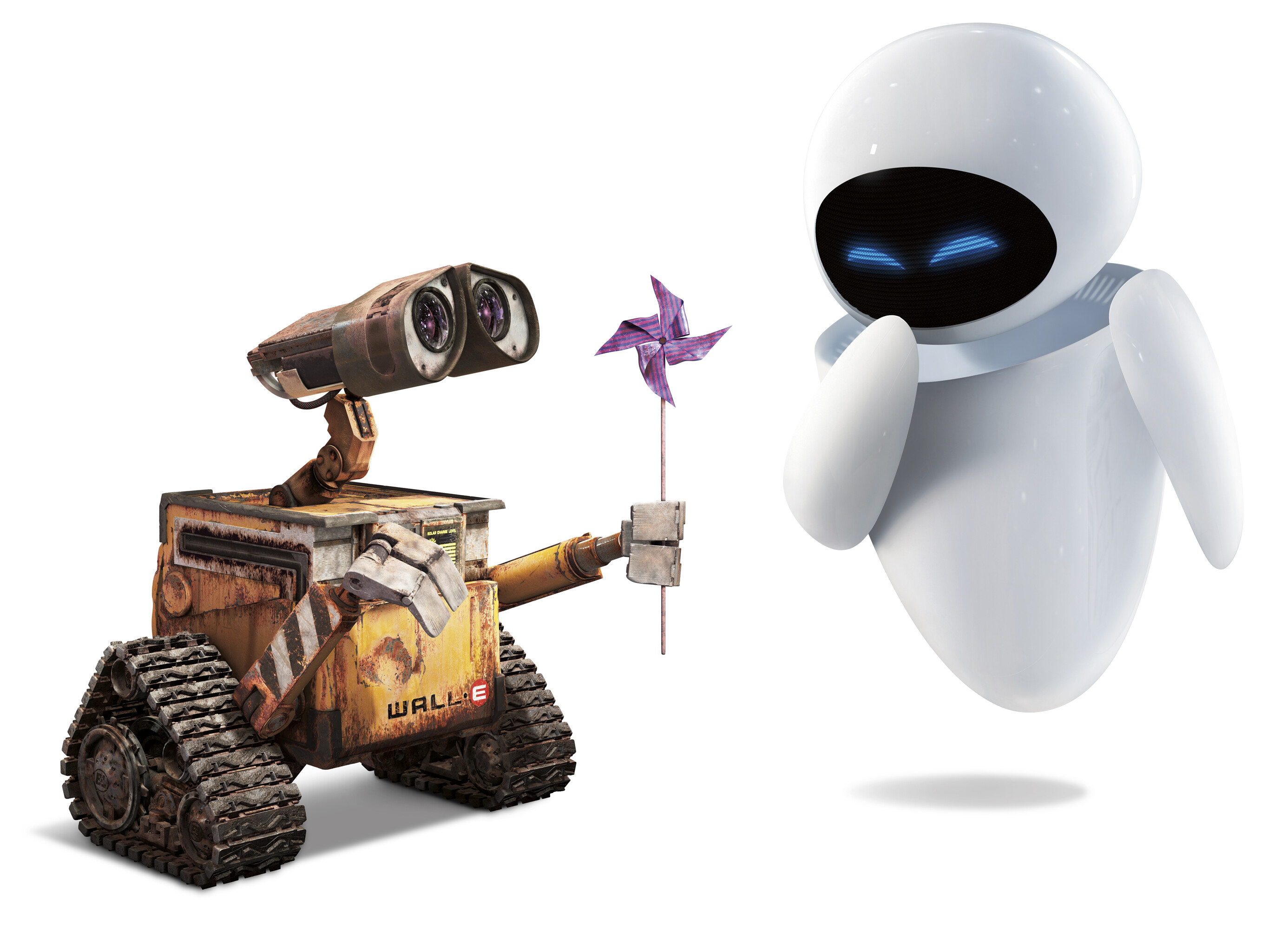 WALL·E: The story follows a solitary robot on a future, uninhabitable, deserted Earth in 2805, left to clean up the garbage, He is visited by a probe sent by the starship Axiom, a robot called EVE, with whom he falls in love and pursues across the galaxy. 2780x1990 HD Background.