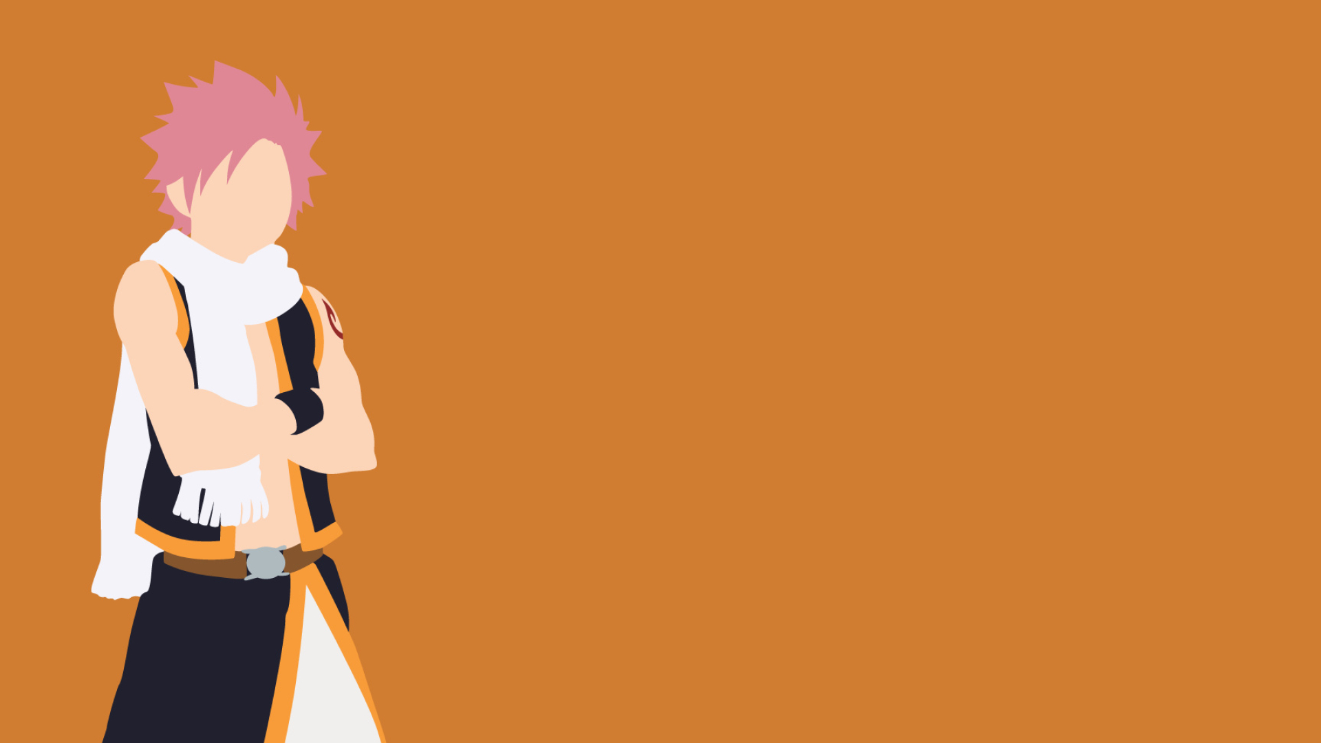Natsu (Fairy Tail): Natsu's character, Animated cartoon, Minimalism. 1920x1080 Full HD Background.