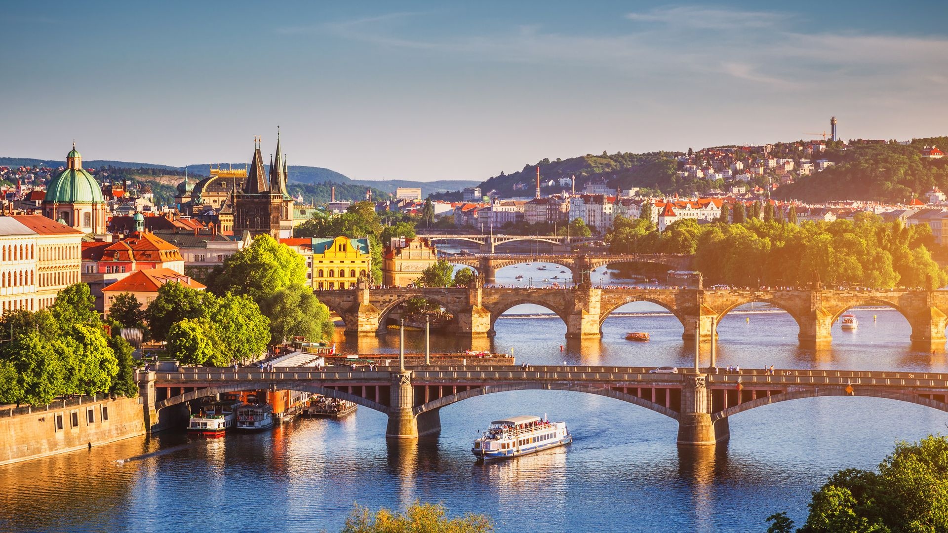 Prague: The city covers an area of 192 square miles, Major city. 1920x1080 Full HD Background.