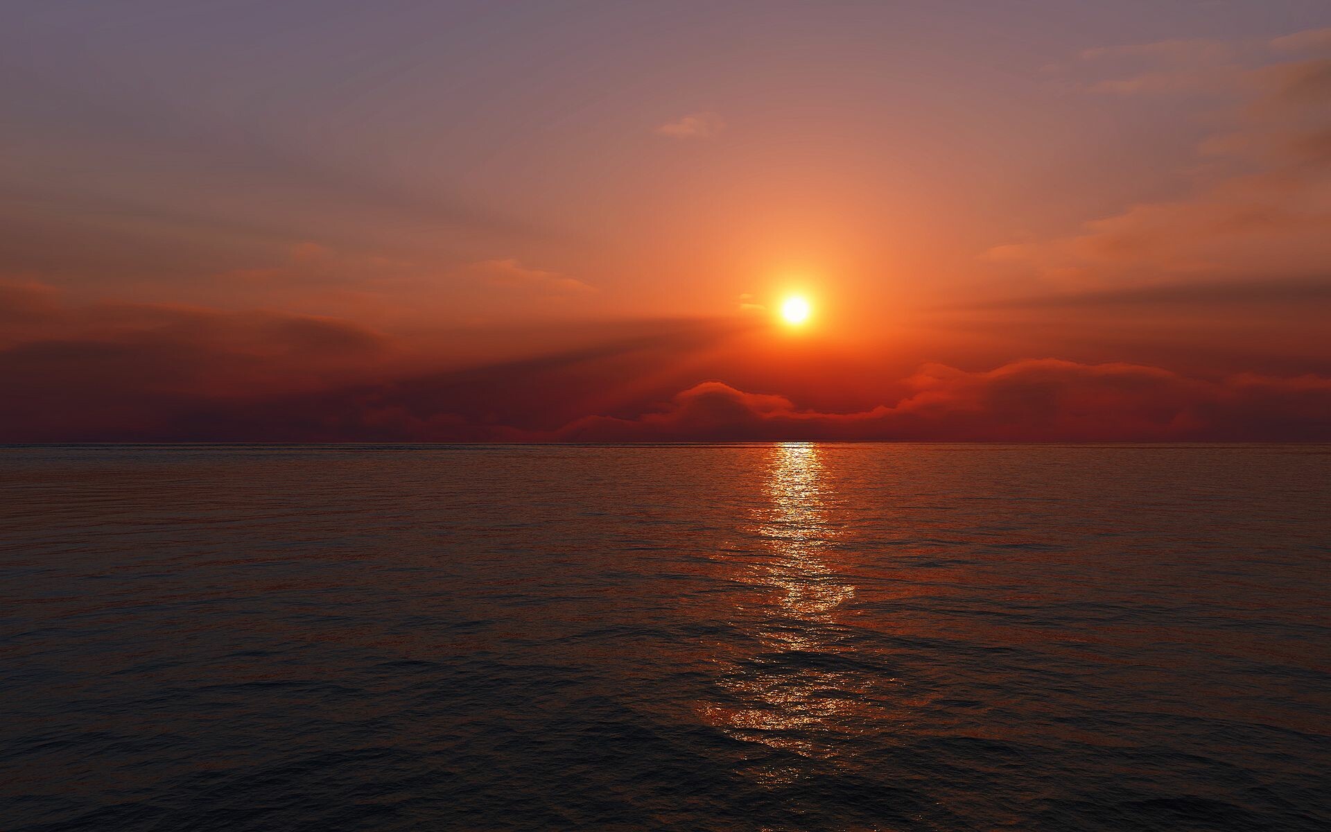 Sunrise: Twilight, Daybreak, Red-orange rays of the sun. 1920x1200 HD Background.