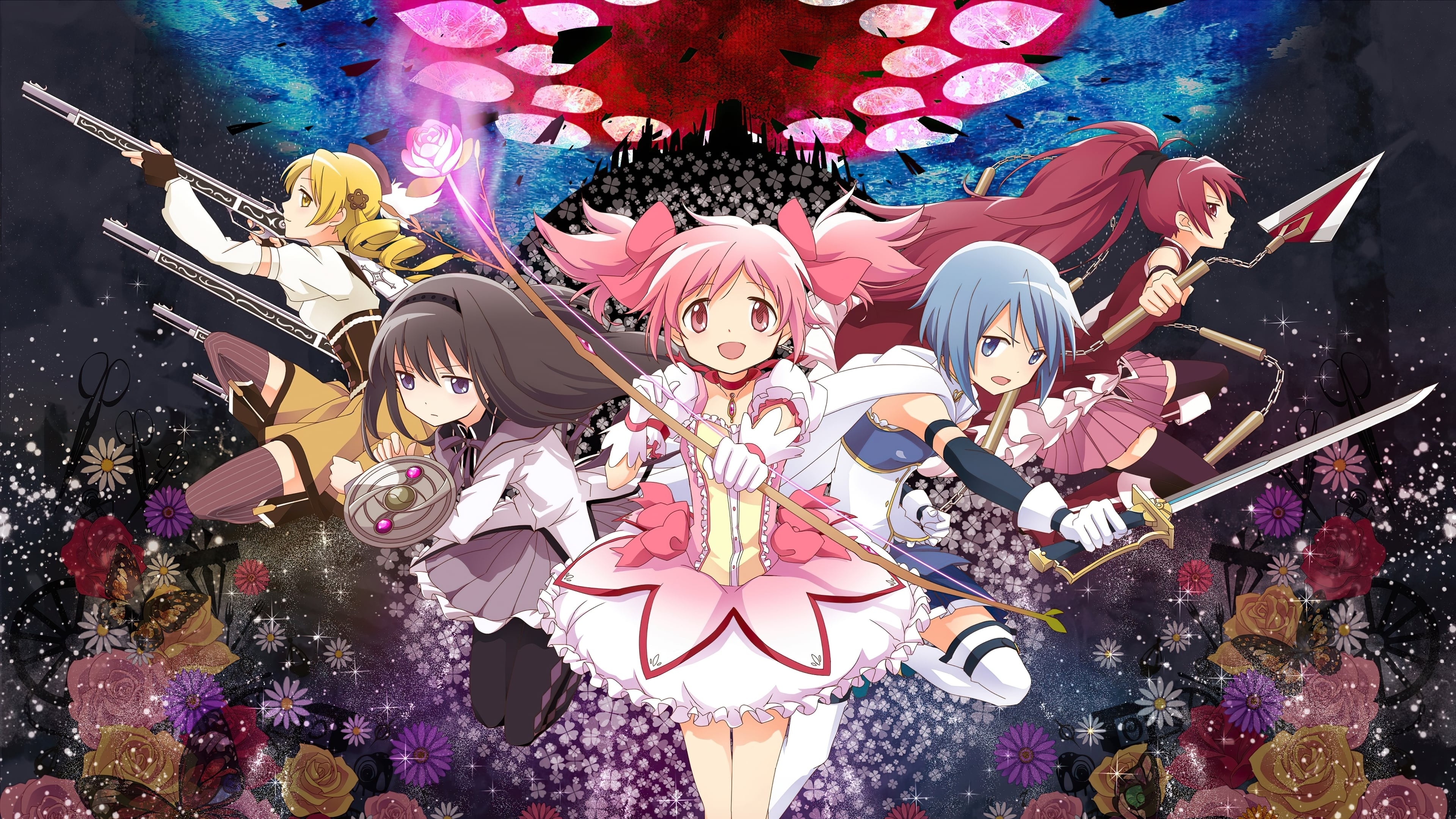 Magical girls, Madoka Kaname, Fantasy world, Anime, 3840x2160 4K Desktop
