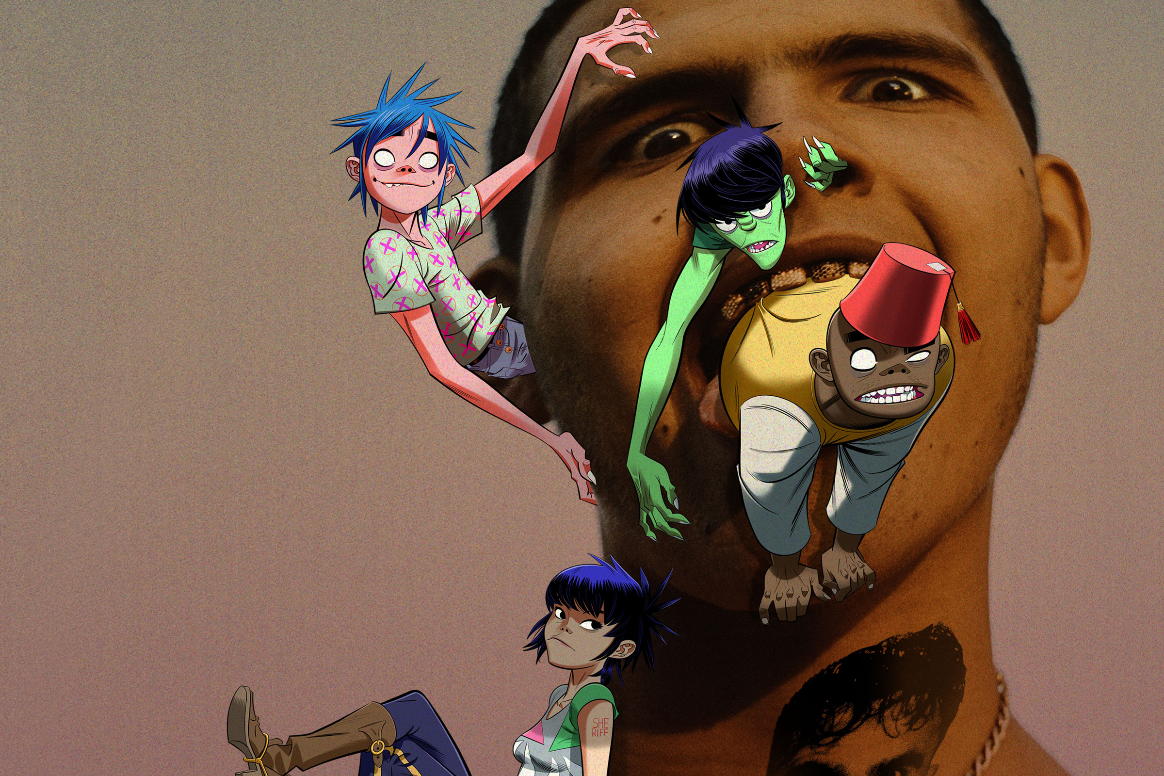 Gorillaz: Momentary Bliss, A song featuring British rapper Slowthai and the Kent-based punk rock duo Slaves. 2400x1600 HD Wallpaper.