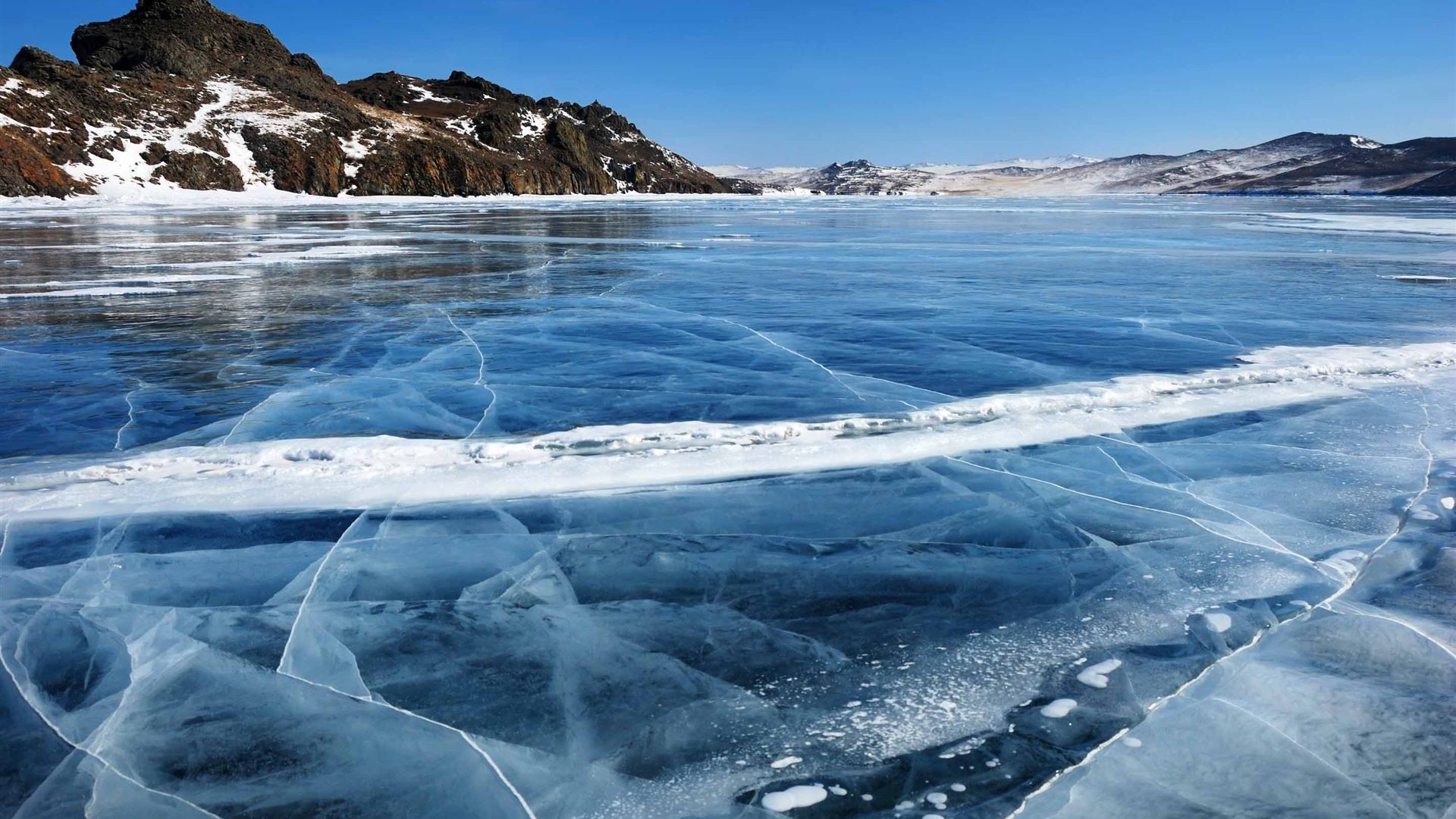 Frozen Baikal lake, Winter landscape, MacBook Air wallpaper, Serene beauty, 1920x1080 Full HD Desktop