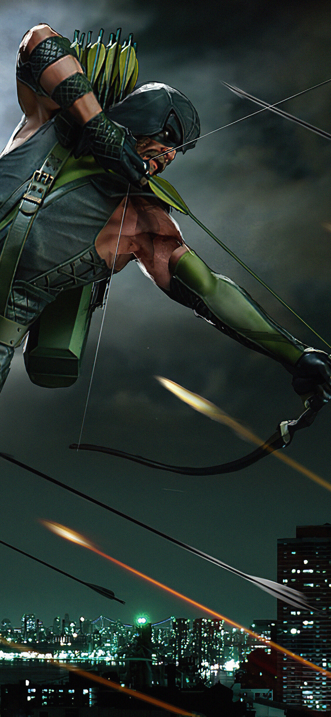 Green Arrow: An archer who uses his skills to fight crime. 1130x2440 HD Wallpaper.