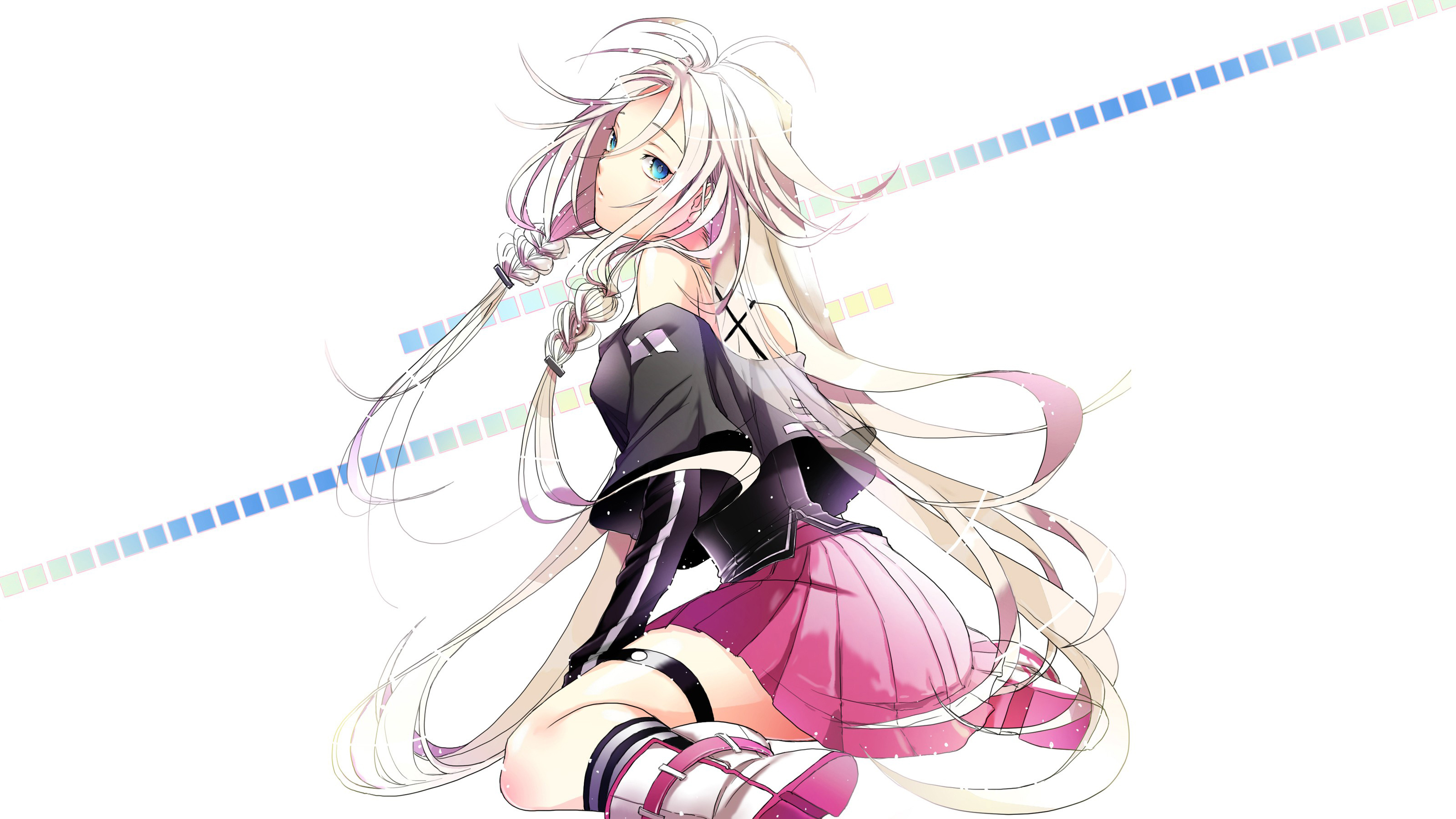 IA Vocaloid, Anime girls, Simple background, Long hair, 3200x1800 HD Desktop