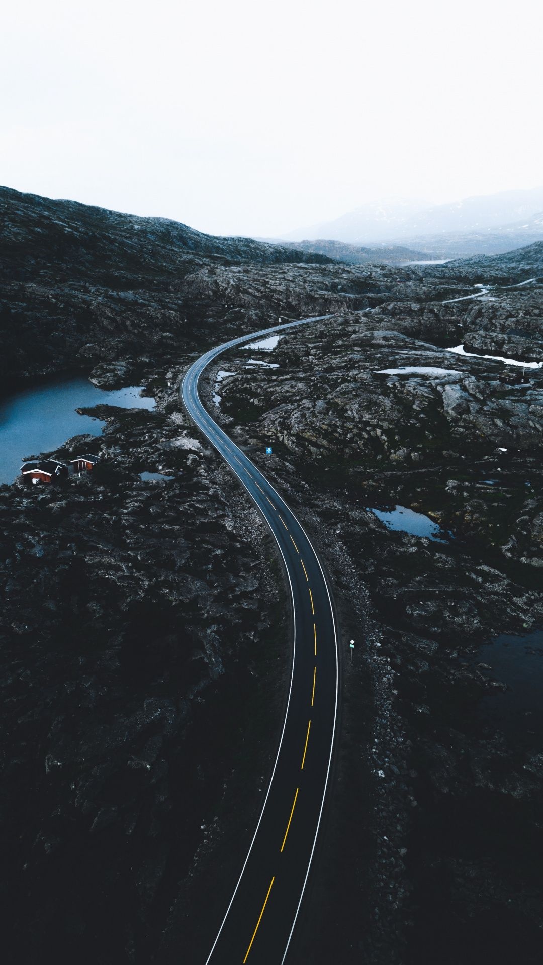 Aerial view highway, Narvik Norway, Wallpaper deg, Highway travels, 1080x1920 Full HD Phone