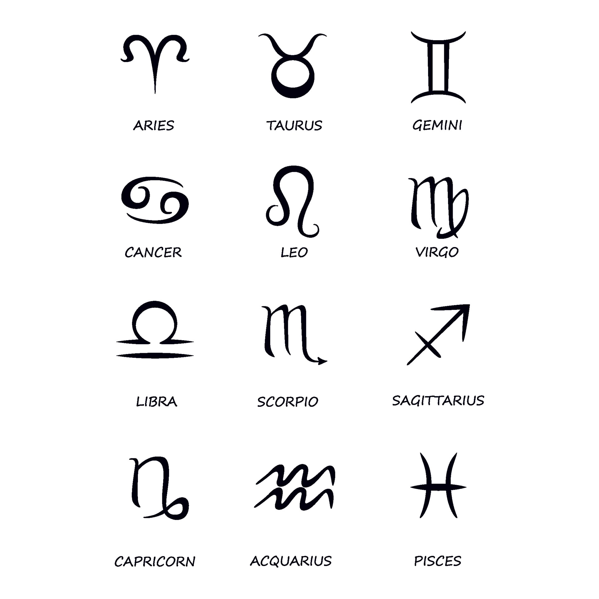 Twelve zodiac signs, Celestial symbols, Astrological silhouette, 1920x1920 HD Phone