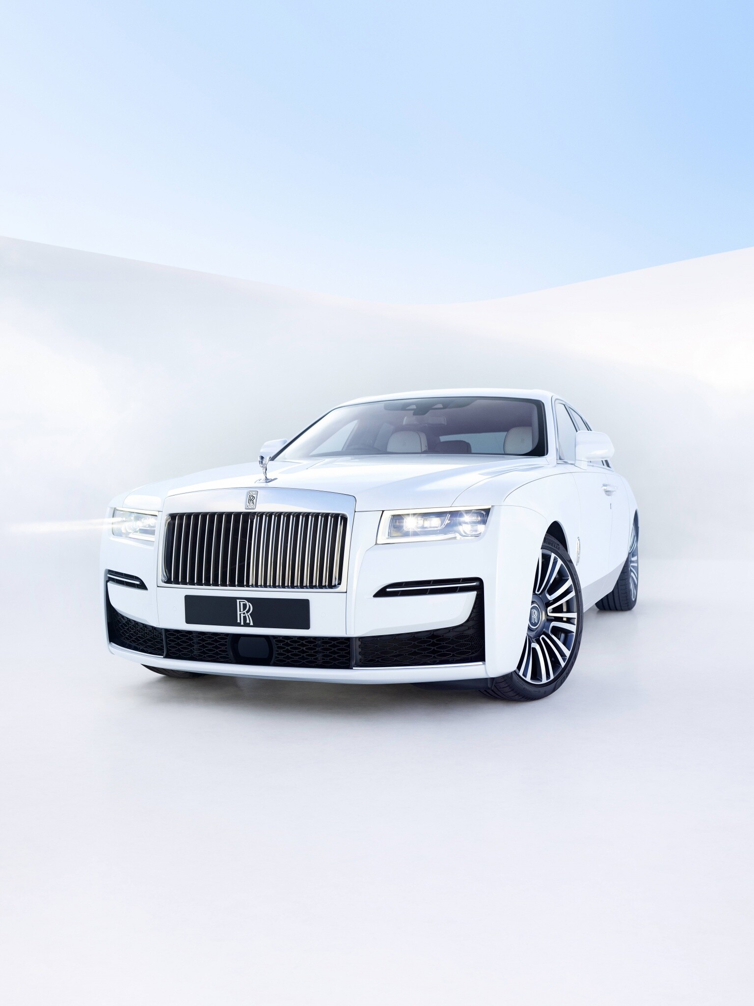 Rolls-Royce Ghost, 2020, White background, 1540x2050 HD Phone