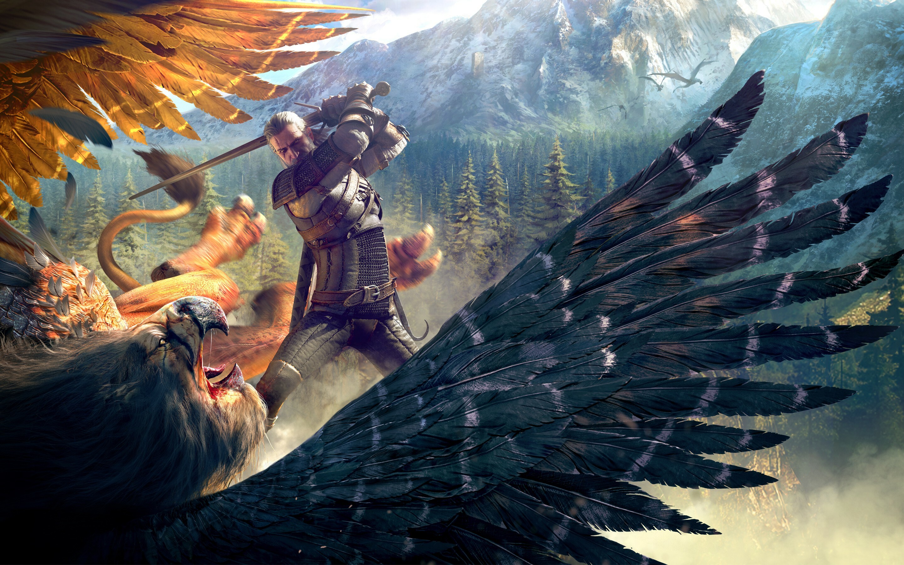 The Witcher (Game): It features a unique combat system, which blends tactical choice known from RPG games and fast-paced action from action adventure games. 2880x1800 HD Background.