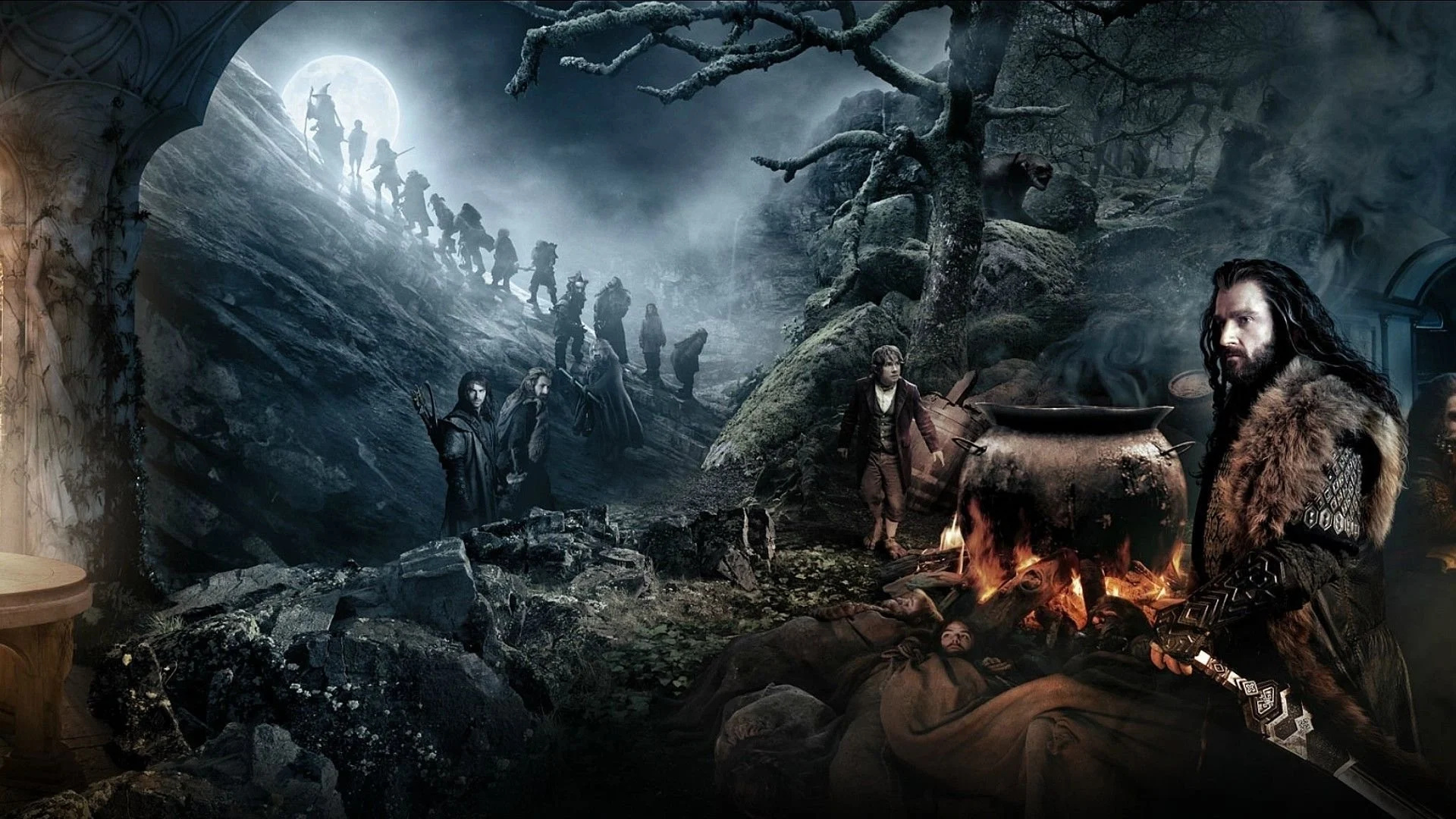 Dwarves (The Lord of the Rings): Thirteen men, led by Thorin Oakenshield, on a quest to reclaim the Lonely Mountain. 1920x1080 Full HD Wallpaper.