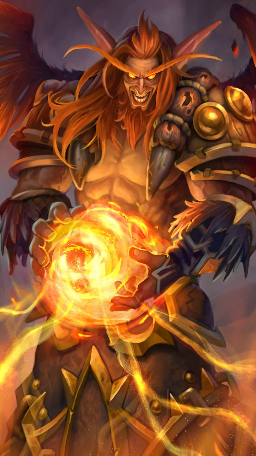 Hearthstone: Fandral Staghelm, A legendary druid minion card, from the Whispers of the Old Gods set. 1080x1920 Full HD Wallpaper.
